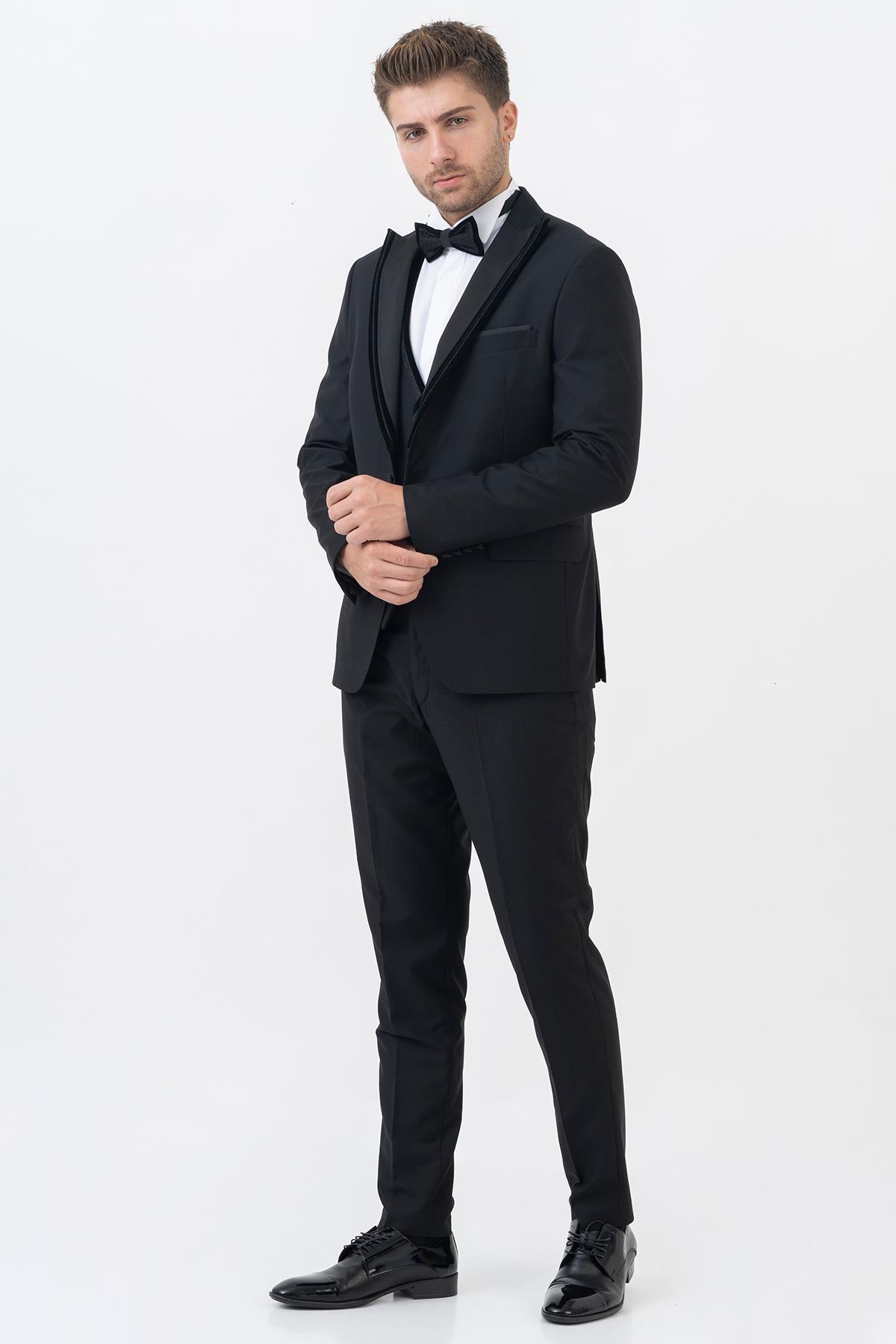 White Stone Guadalajara D114 Slim Fit Damatlık Takım Elbise Siyah