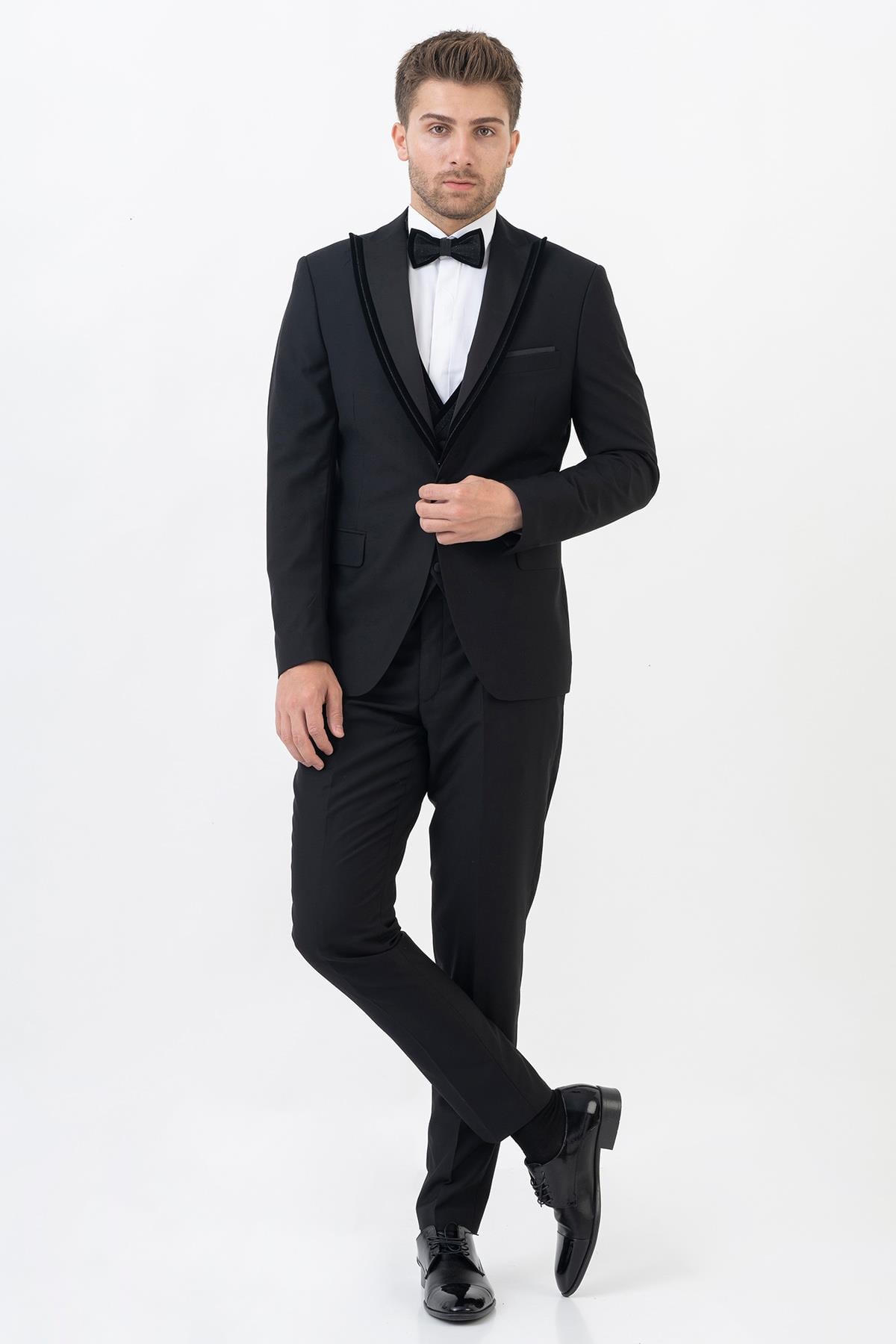 White Stone Guadalajara D114 Slim Fit Damatlık Takım Elbise Siyah