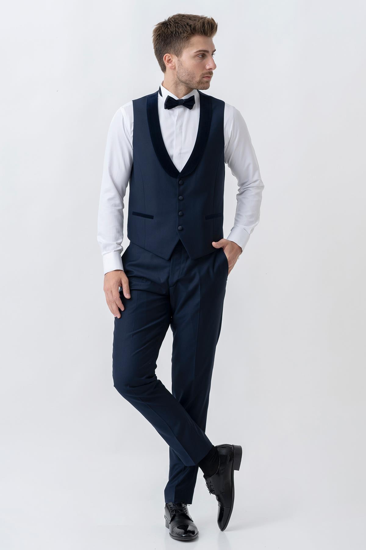 White Stone Amsterdam D0115 Slim Fit 6 Drop Şal Yaka Damatlık Takım Elbise K.Laci 