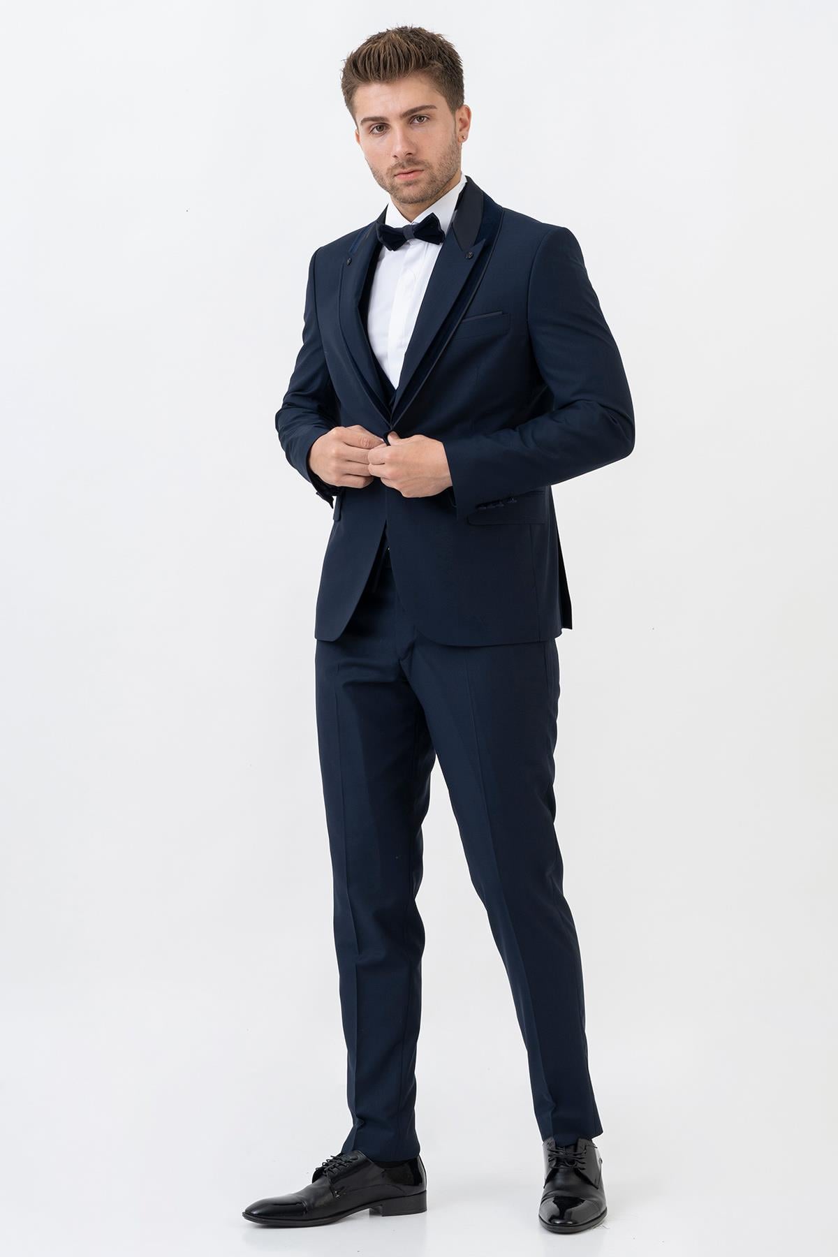 White Stone Amsterdam D0115 Slim Fit 6 Drop Şal Yaka Damatlık Takım Elbise K.Laci 