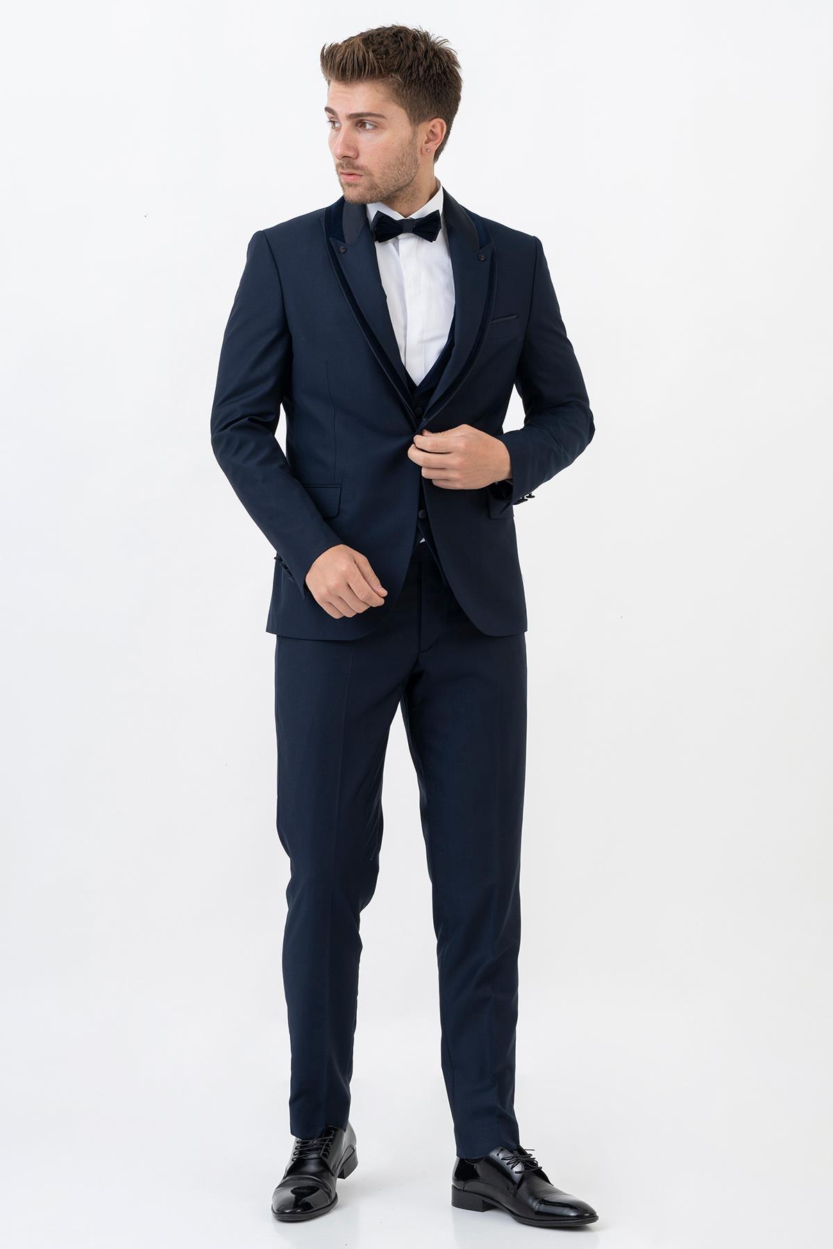 White Stone Amsterdam D0115 Slim Fit 6 Drop Şal Yaka Damatlık Takım Elbise K.Laci 