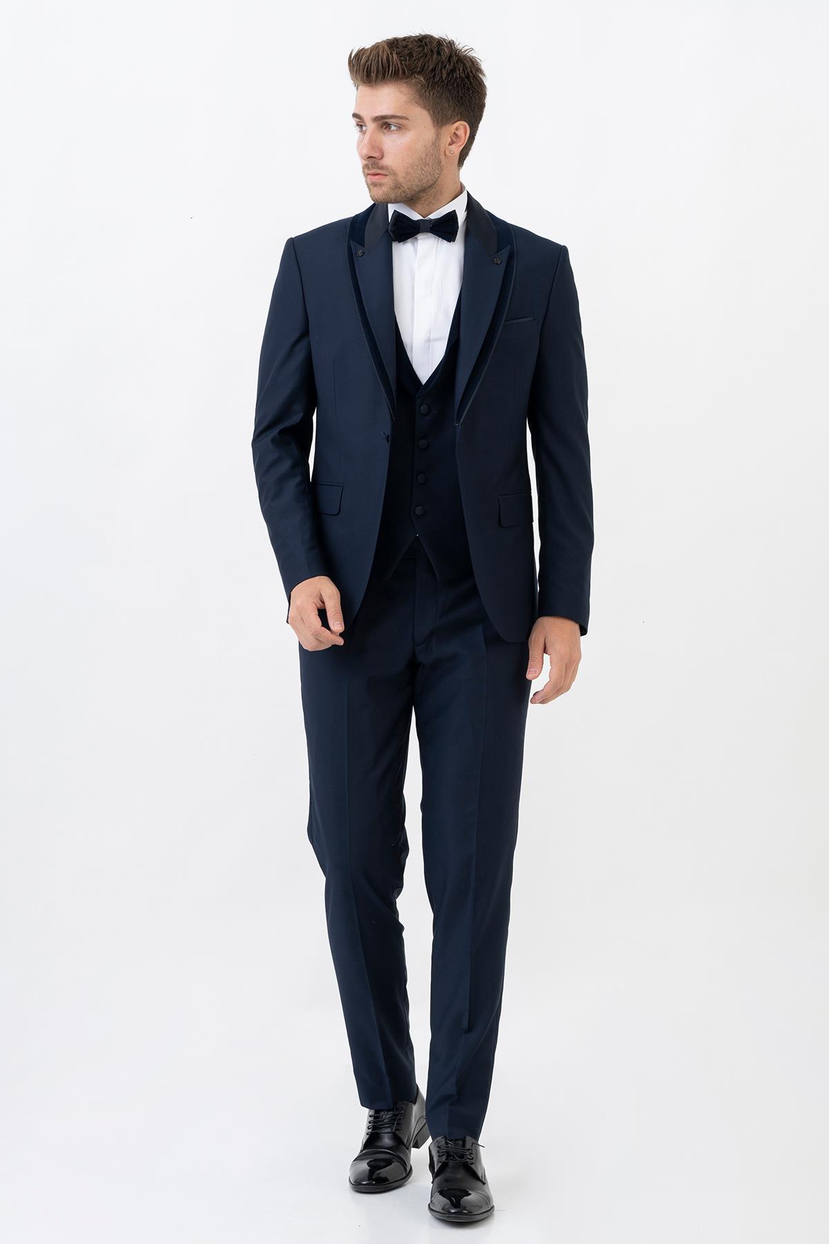 White Stone Amsterdam D0115 Slim Fit 6 Drop Şal Yaka Damatlık Takım Elbise K.Laci 