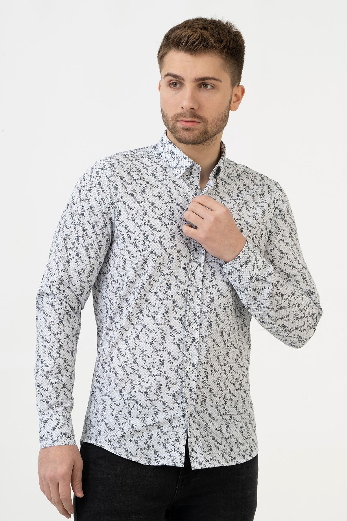 White Stone Cuenca G2320 Regular Fit Pamuklu Gömlek Desenli