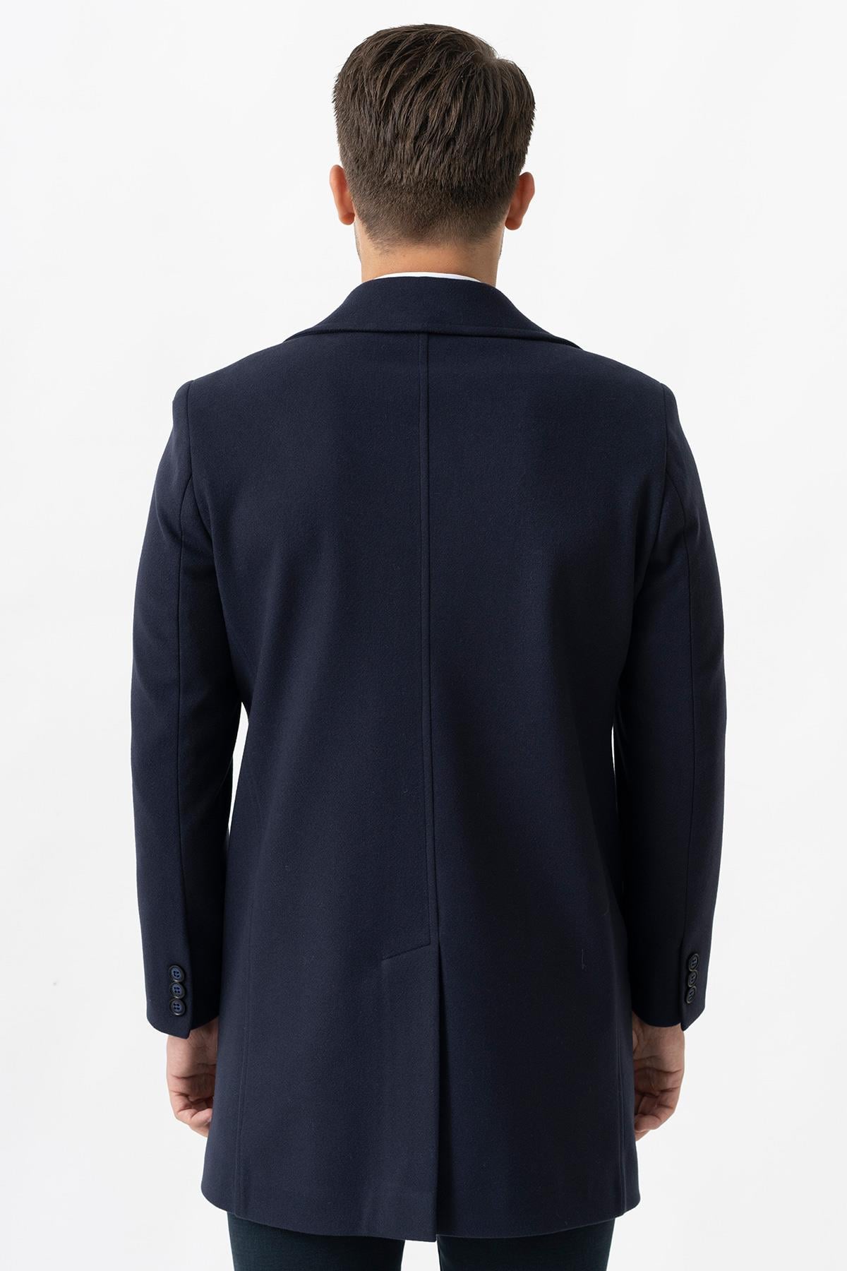 White Stone Ancona 4025-2 Düz Ceket Yaka Slim Fit Pamuklu Kaban  Laci