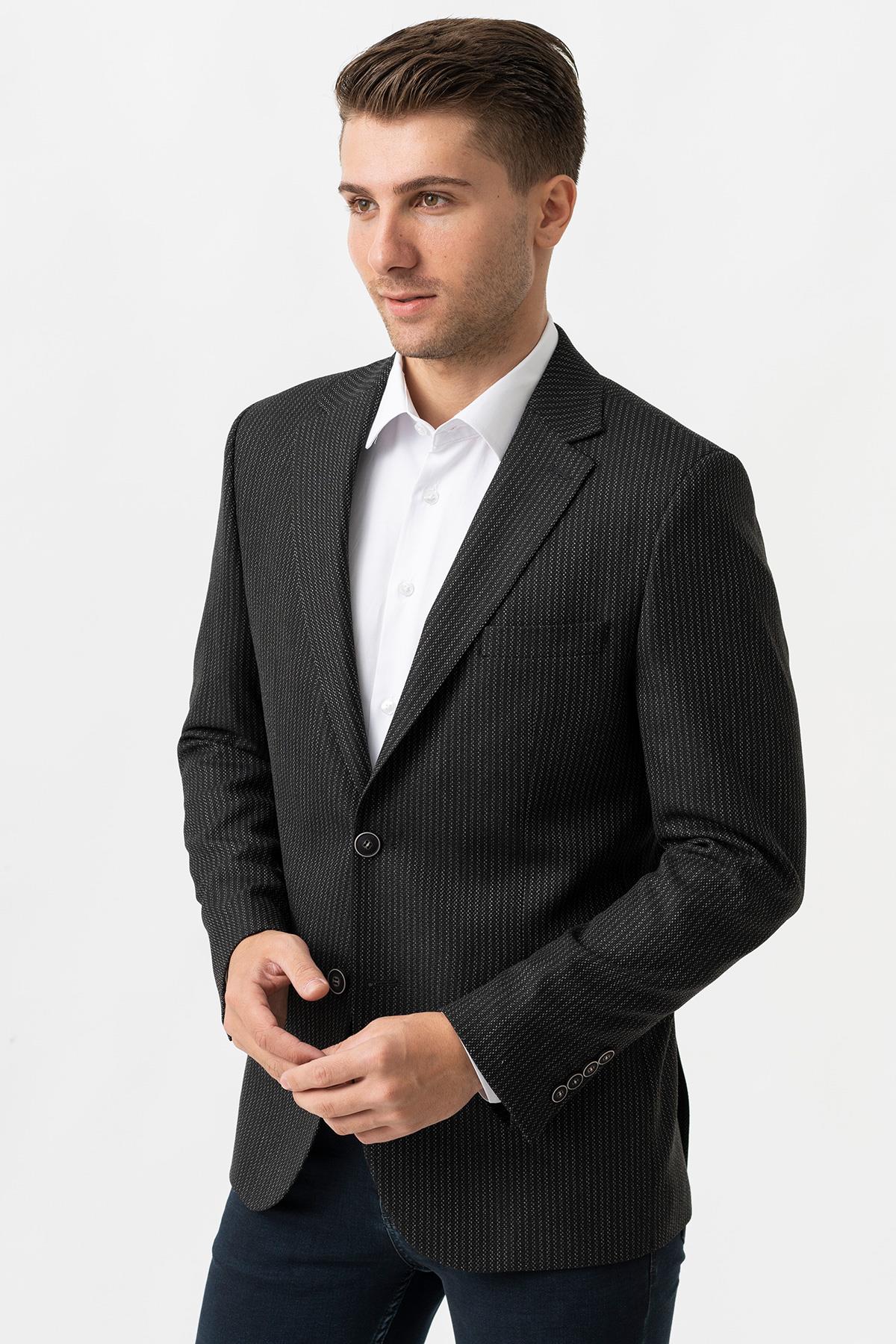 White Stone Trento C3001 Likralı Regular Fit  6 Drop Ceket Desenli