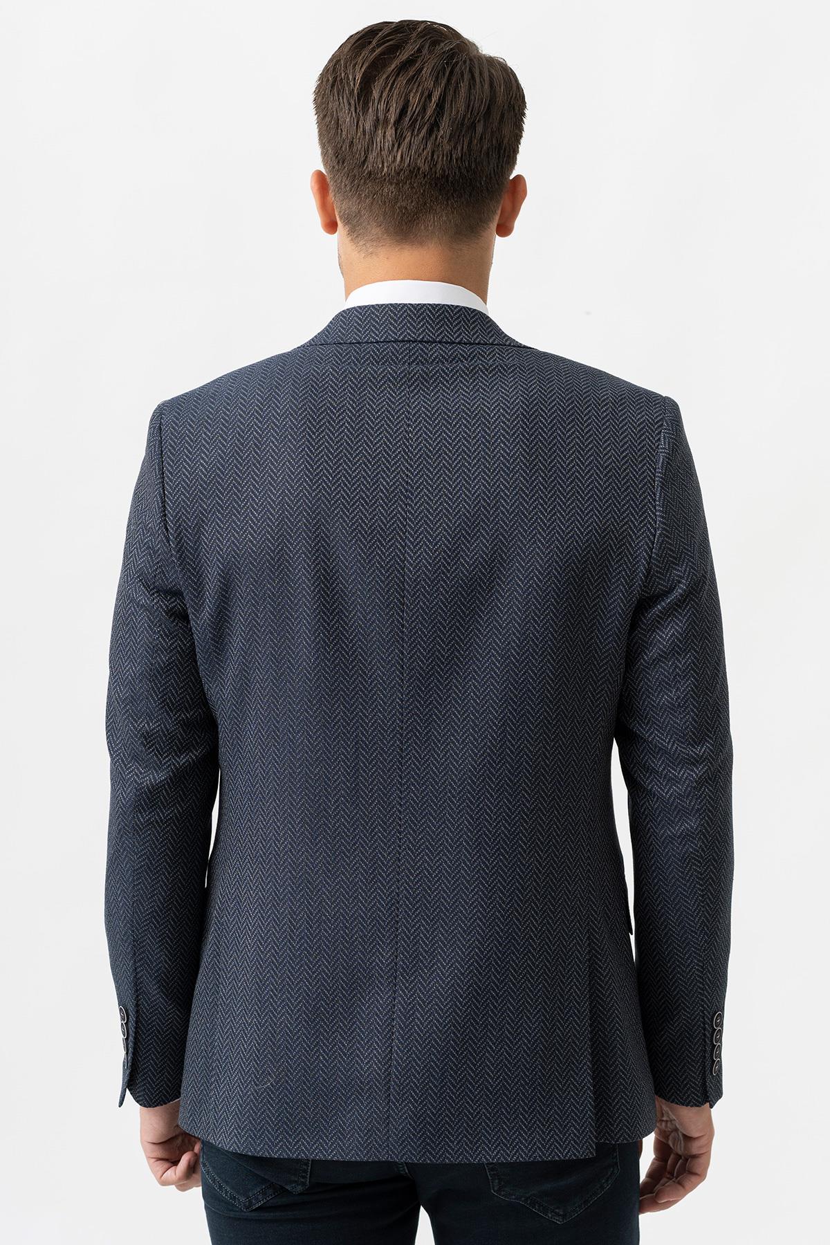 White Stone Novara C3004 Likralı 6 Drop Regular Fit Ceket Desenli 
