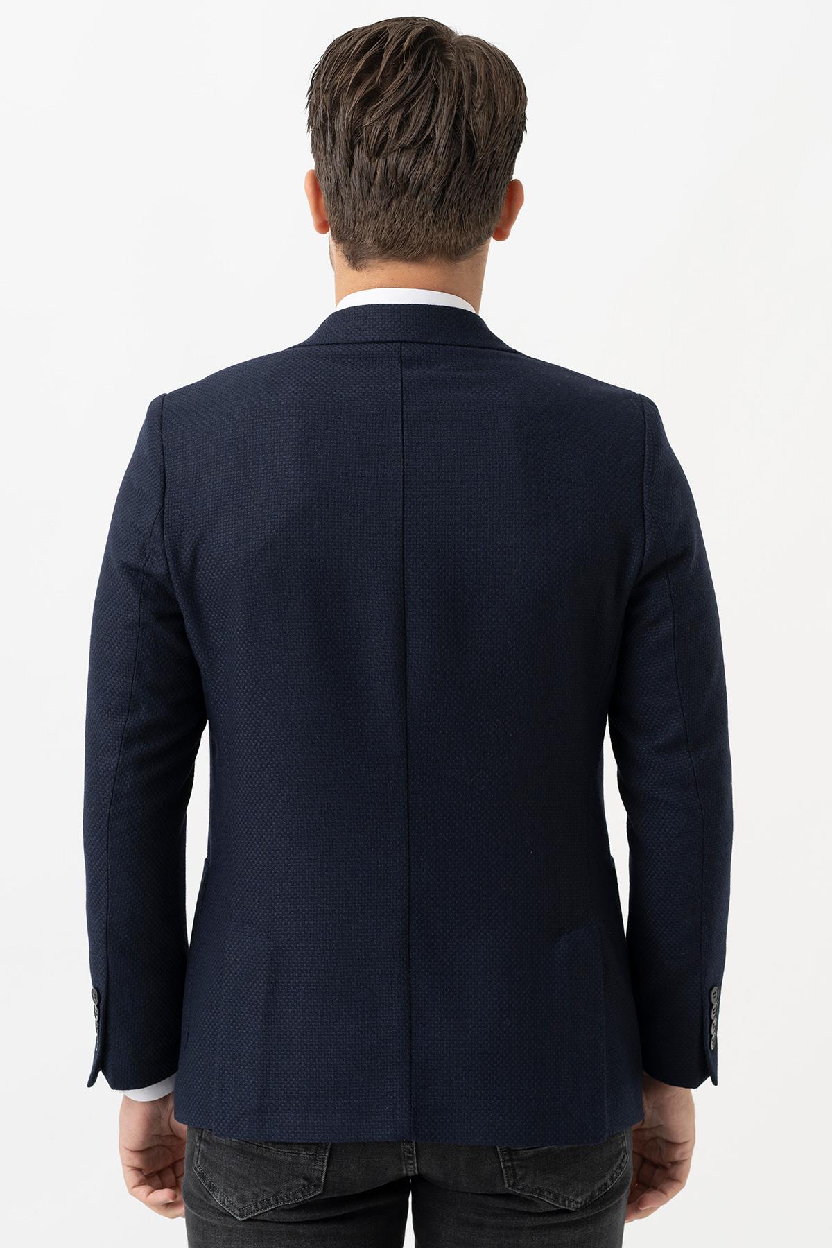 White Stone Cinisello Balsamo Yünlü Likralı C3019 Regular Fit 6 Drop Ceket Desenli