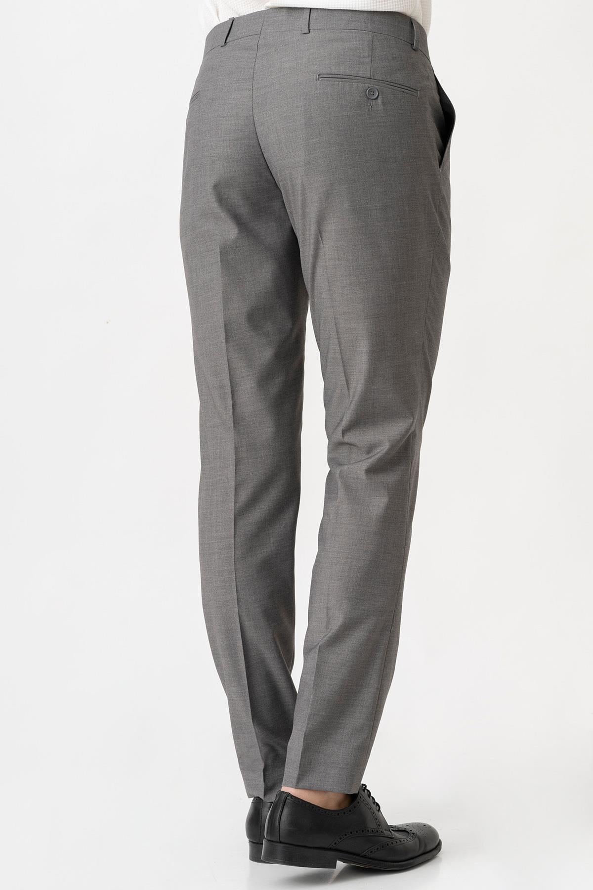 White Stone Caserta P1001 Slim Fit Düz Kumaş Pantolon Gri