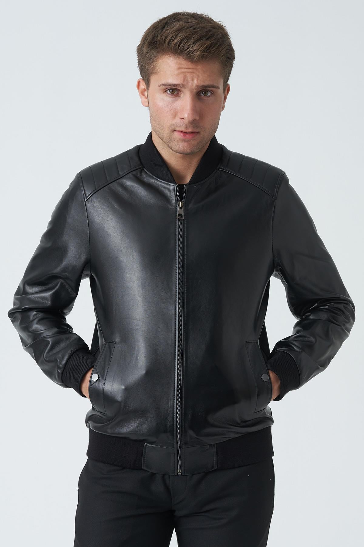 White Stone Bangor 5006 Slim Fit Kolej Kuzu Derisi Mont Siyah