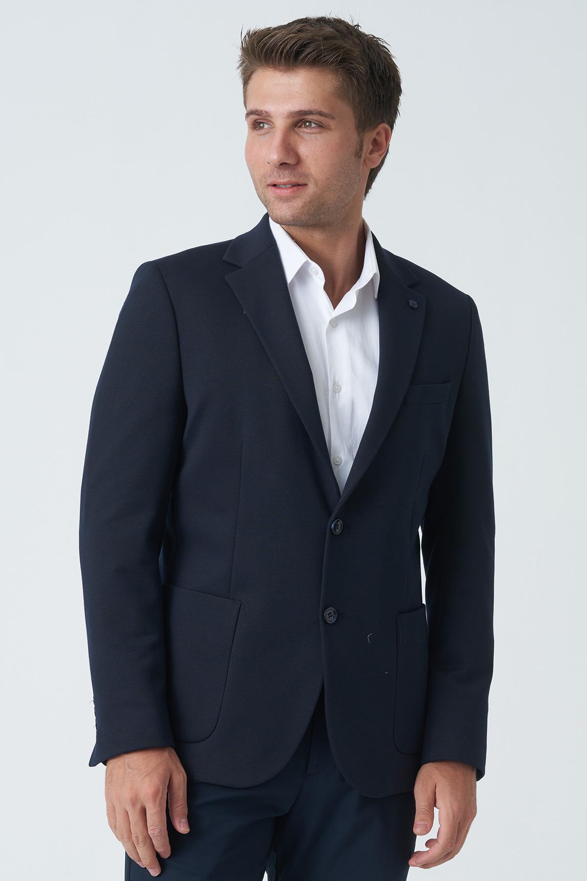 White Stone Birmingham C4011 Yünlü Likralı Slim Fit 6 Drop Örme Ceket Laci