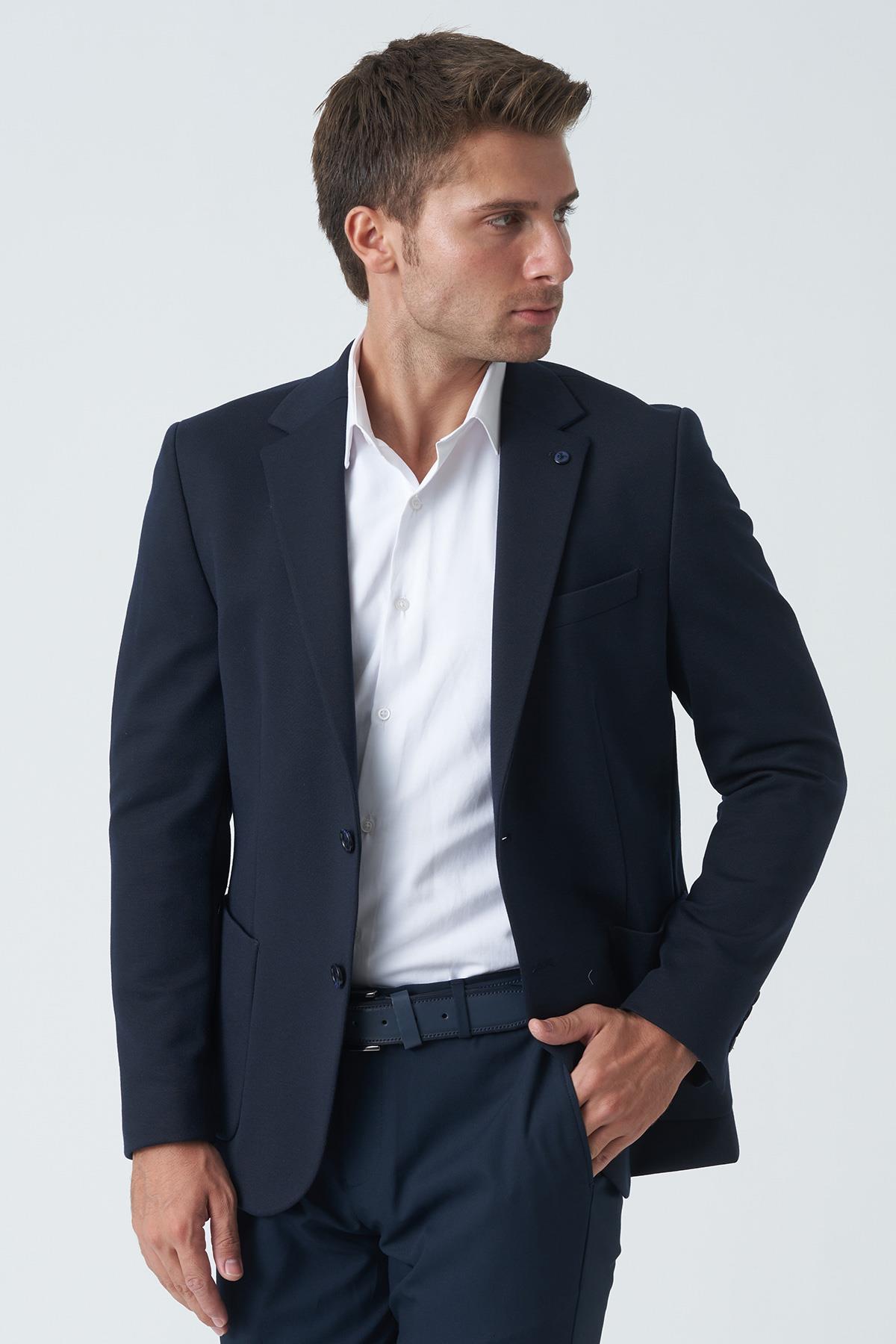 White Stone Birmingham C4011 Yünlü Likralı Slim Fit 6 Drop Örme Ceket Laci