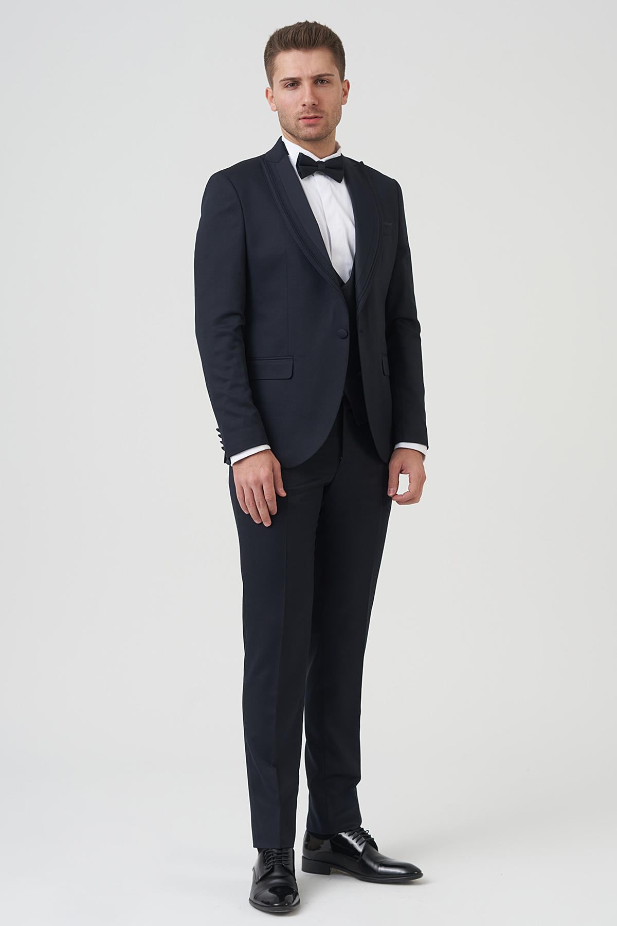 White Stone Houston D2404 Slim Fit 6 Drop Damatlık Takım Elbise Lacivert
