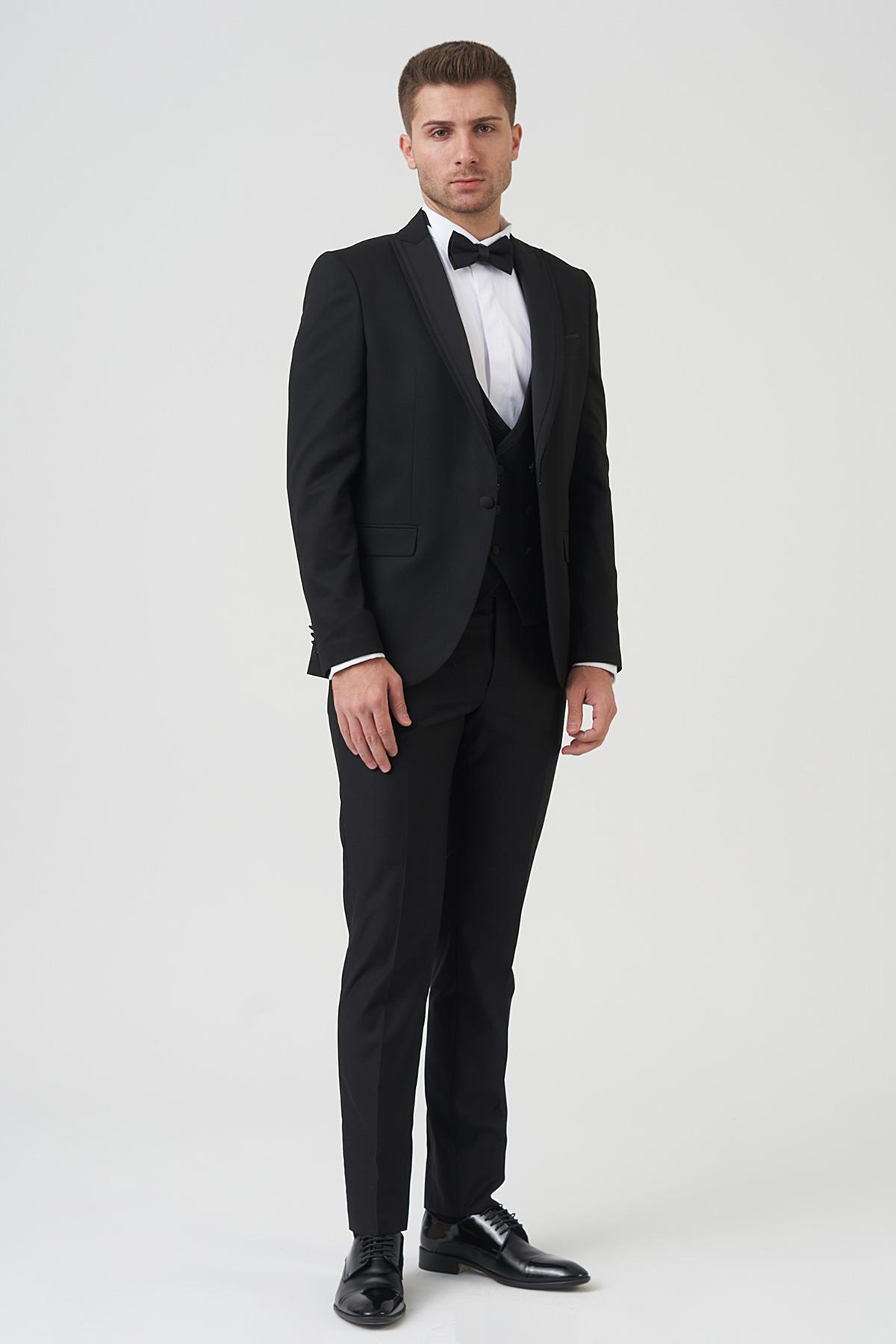 White Stone Phoenix D2406 Slim Fit 6 Drop Likralı Damatlık Takım Elbise Siyah