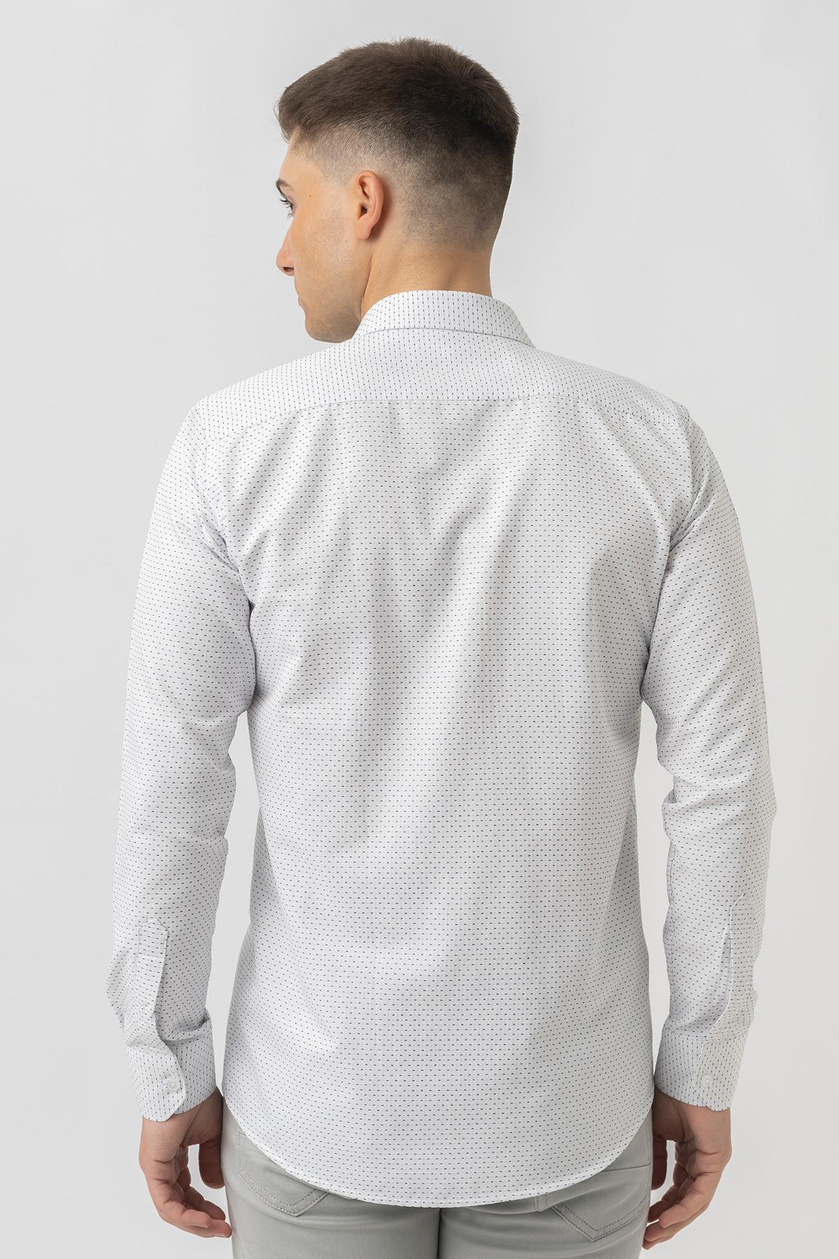 White Stone Affoltern am Albis G16252 Regular Fit Armürlü Pamuklu Gömlek Siyah