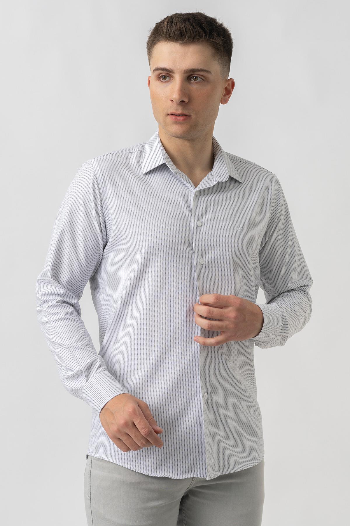 White Stone Aigle G17460 Regular Fit Armürlü Pamuklu Gömlek Siyah
