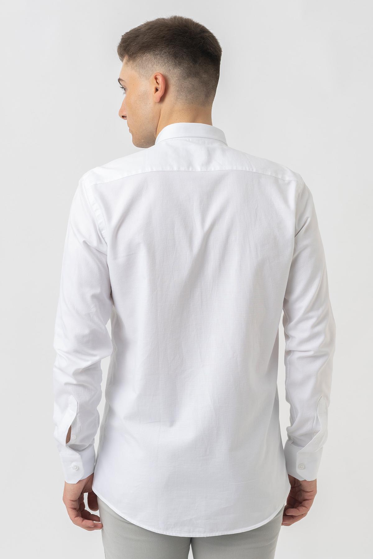 White Stone Aarburg g45044 Pamuklu Regular Fit Oxford Gömlek Beyaz