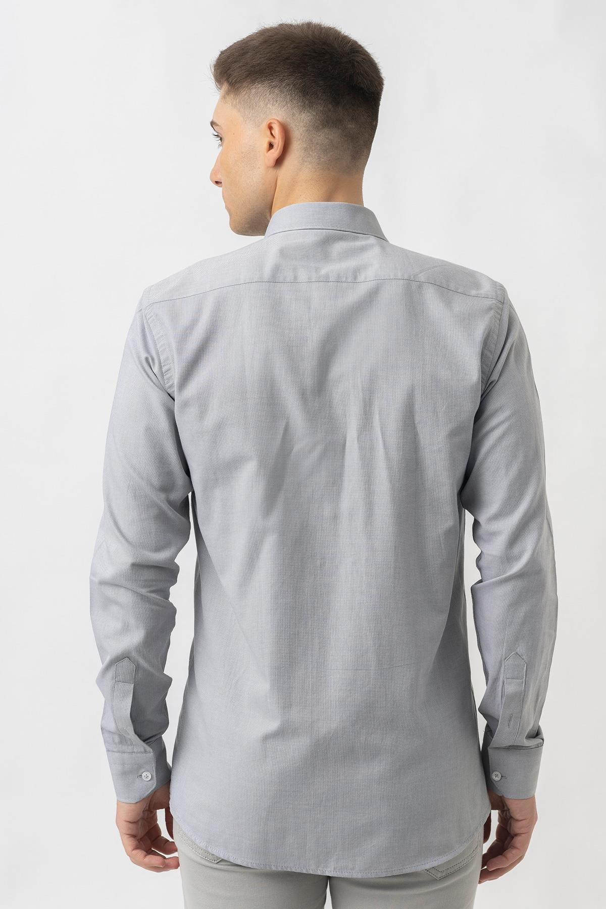 White Stone Aarburg g45044 Pamuklu Regular Fit Oxford Gömlek  Gri 