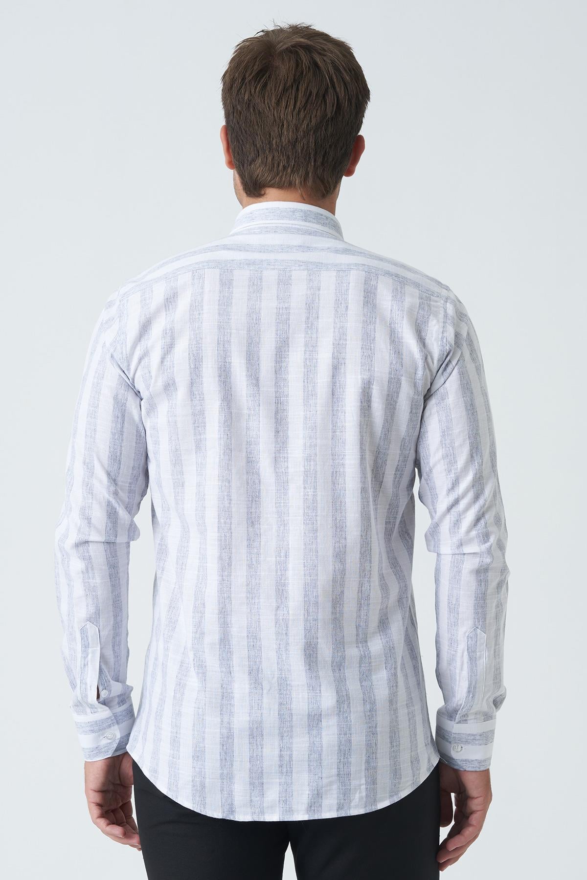 White Stone Armagh Slim Fit G2002 Pamuklu Keten GömlekSiyah