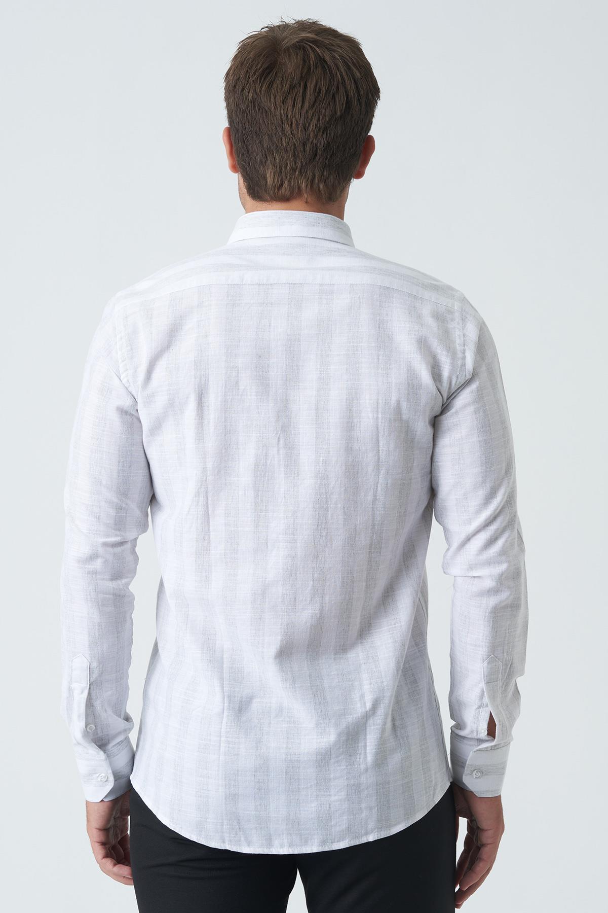 White Stone Armagh Slim Fit G2002 Pamuklu Keten Gömlek Mint