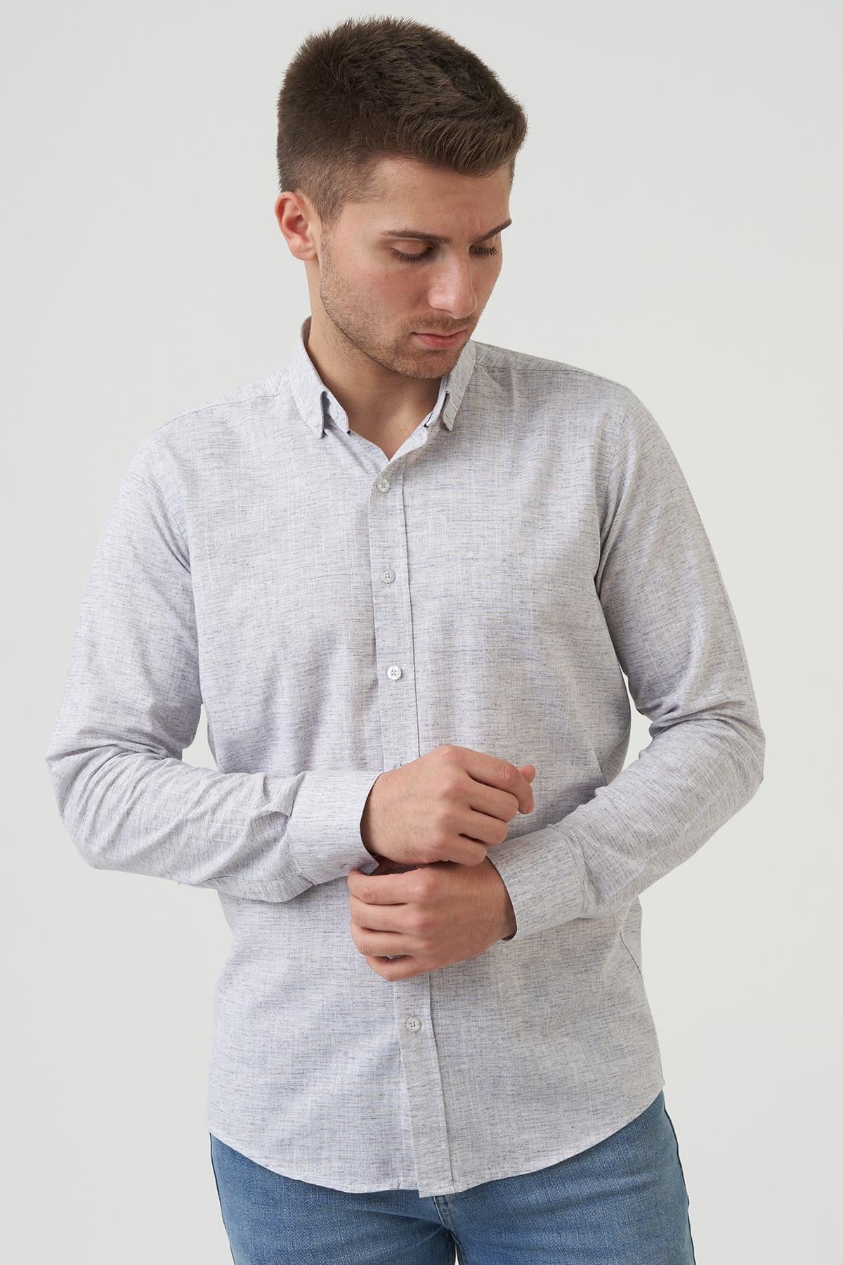 White Stone Gosford Regular Fit G2007 Pamuklu Keten Gömlek Siyah