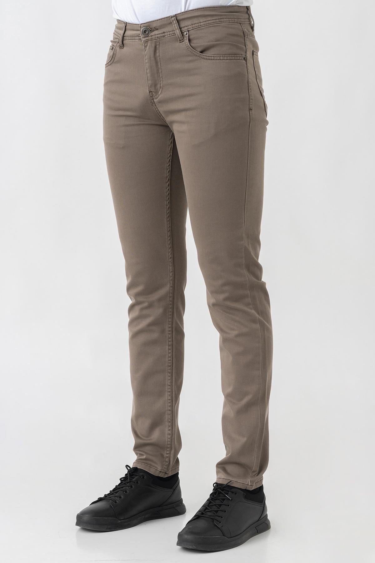 White Stone Bern J2425 Normal Fit Pamuklu Likralı 5 Cep Jean Pantolon Kahve