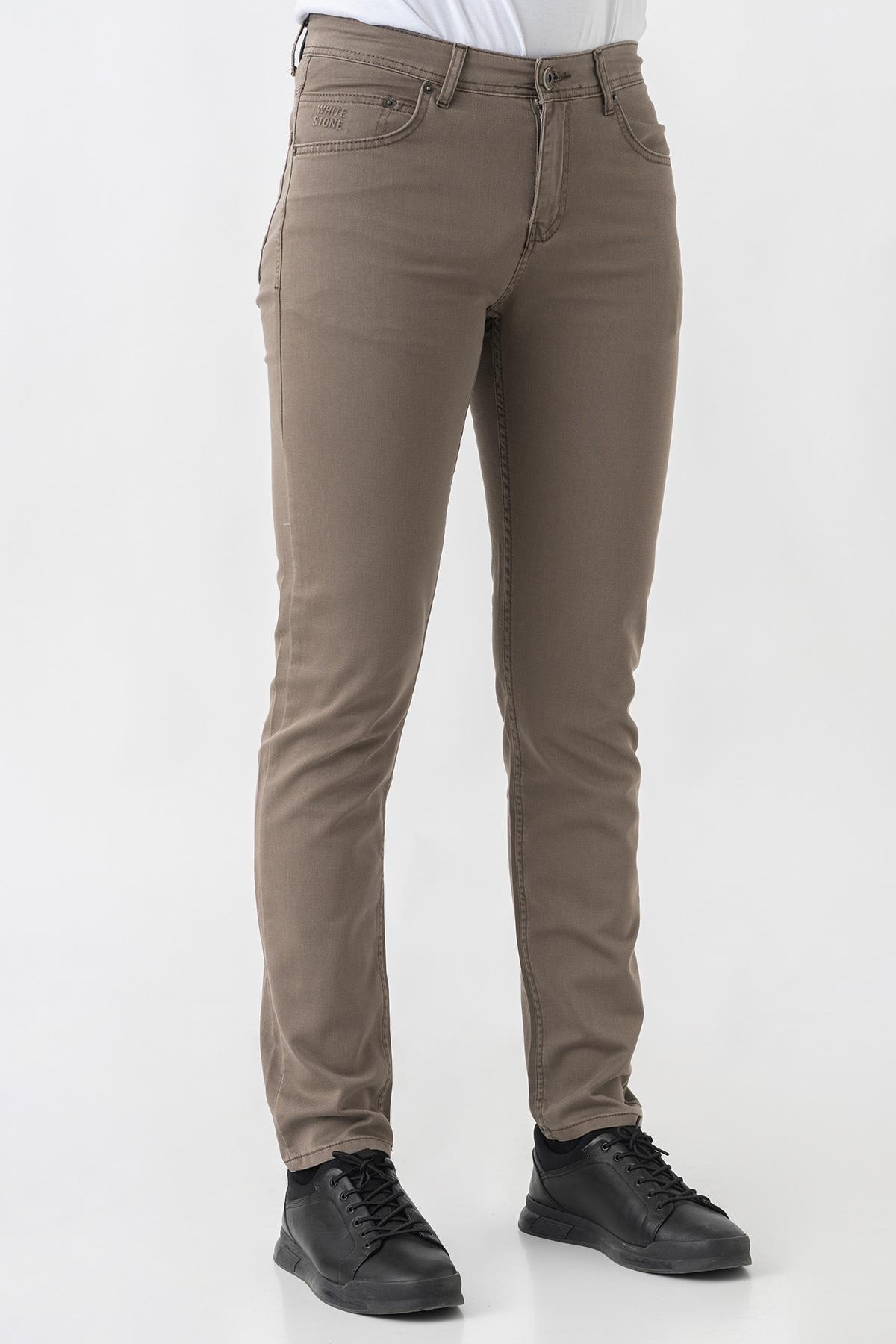 White Stone Bern J2425 Normal Fit Pamuklu Likralı 5 Cep Jean Pantolon Kahve
