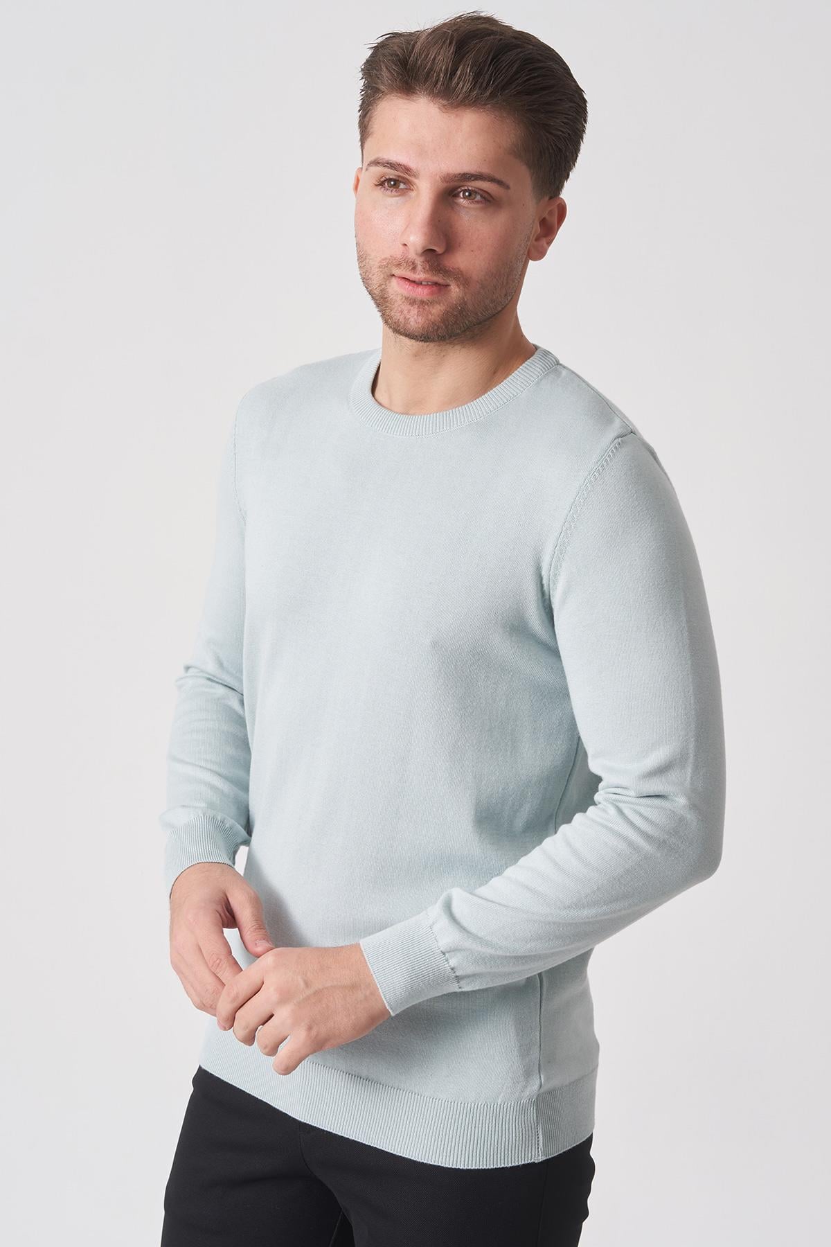 White Stone Rio de Janeiro wtrk1000 O Yaka Slim Fit Pamuklu Triko B.Mavi