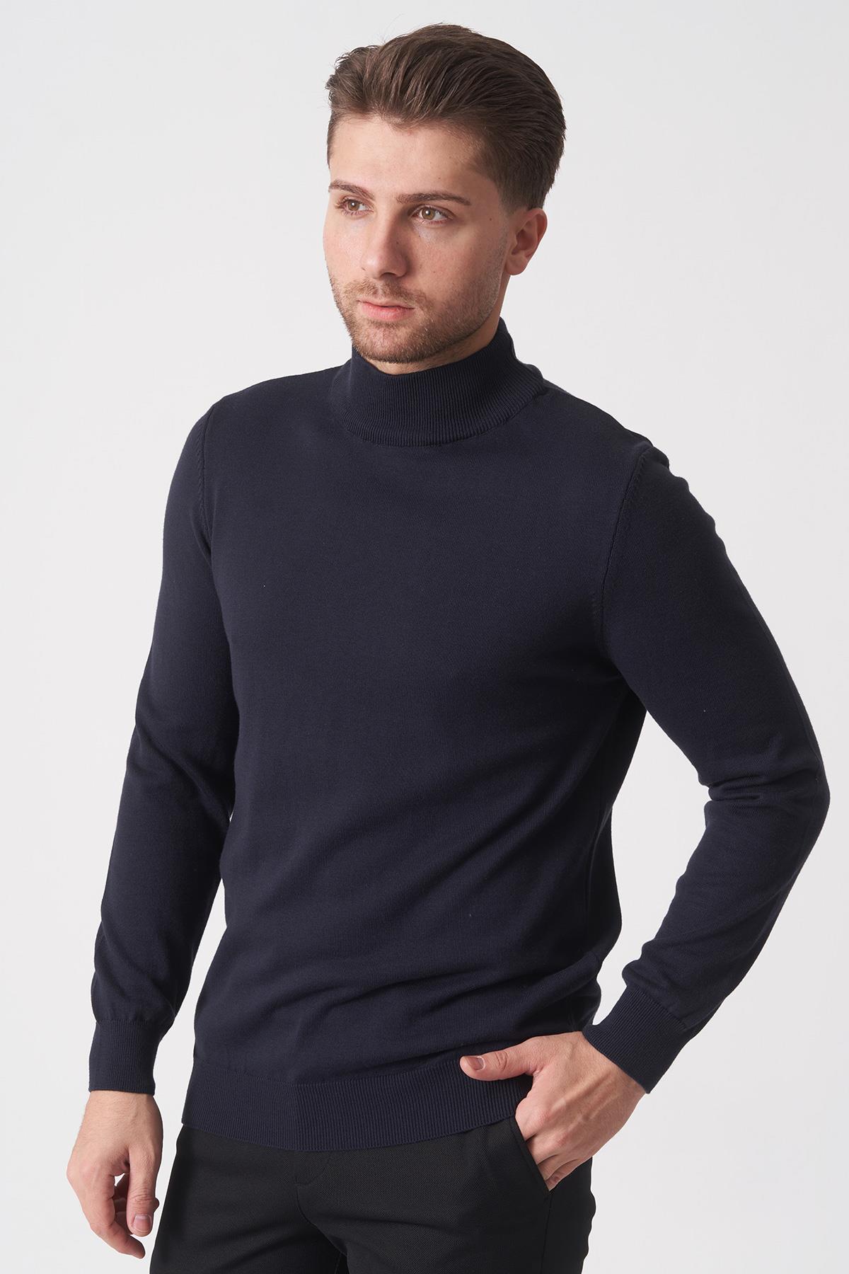 White Stone Salvador 1010 Basic Slim Fit Pamuklu Yarım Balıkçı Triko Laci