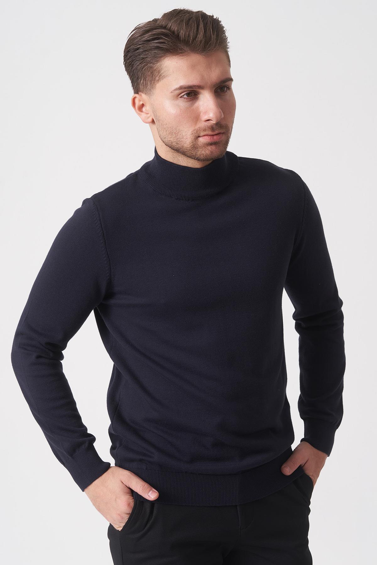 White Stone Salvador 1010 Basic Slim Fit Pamuklu Yarım Balıkçı Triko Laci