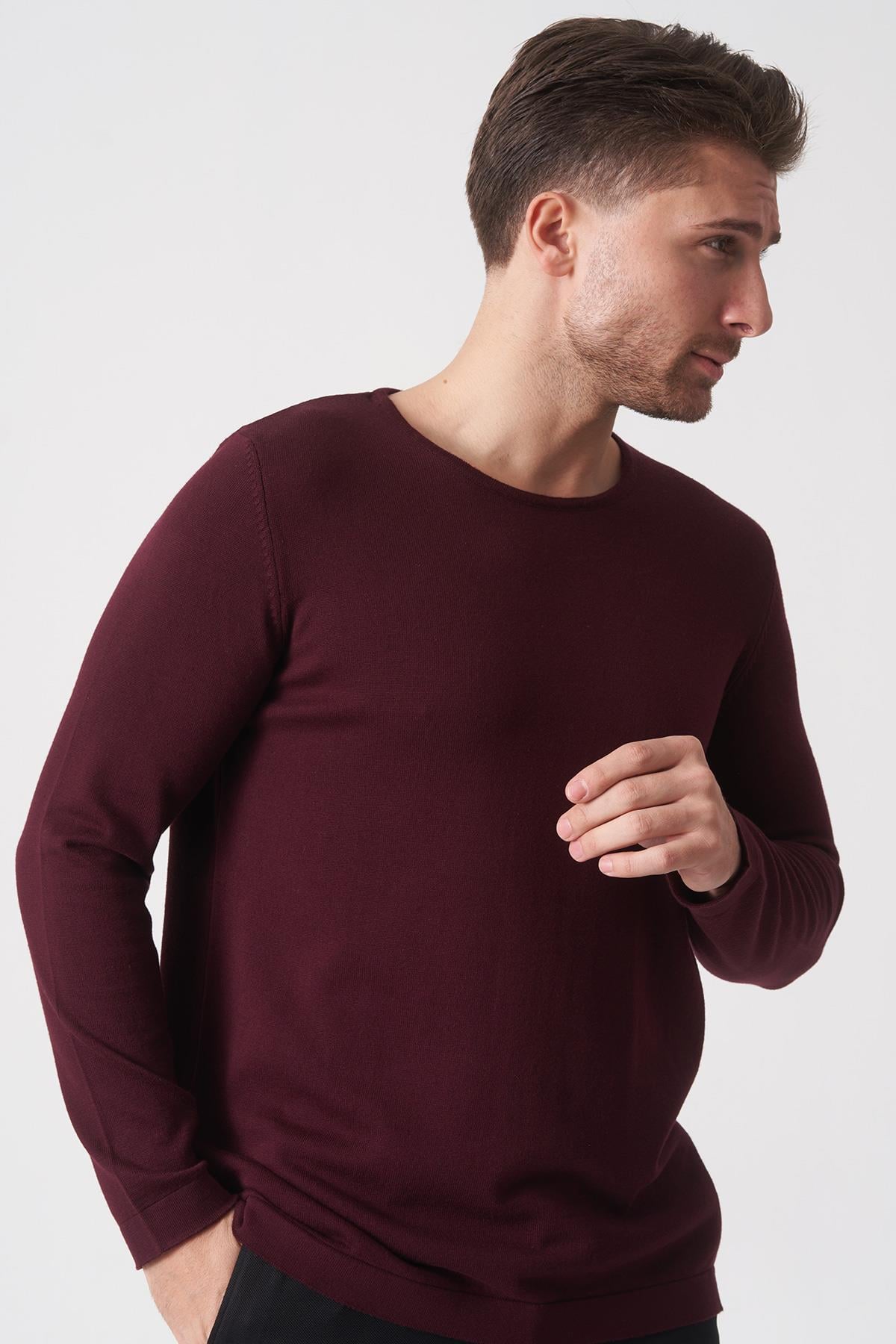 White Stone Belo Horizonte 1111 Slim Fit Basic Torba SosisYaka Triko Bordo