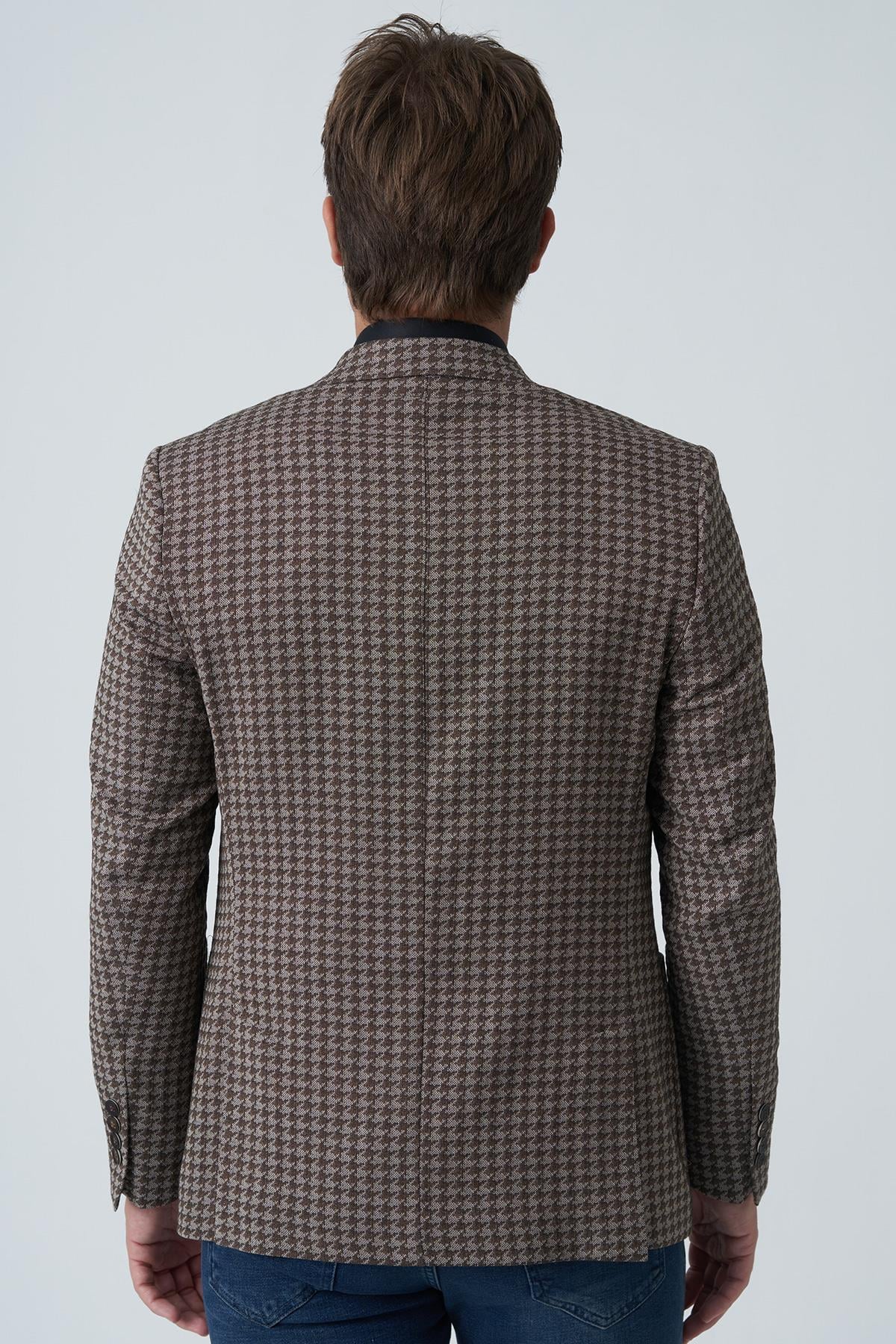 White Stone Agualva-Cacém C4012 Slim Fit 6 Drop Ceket Desenli