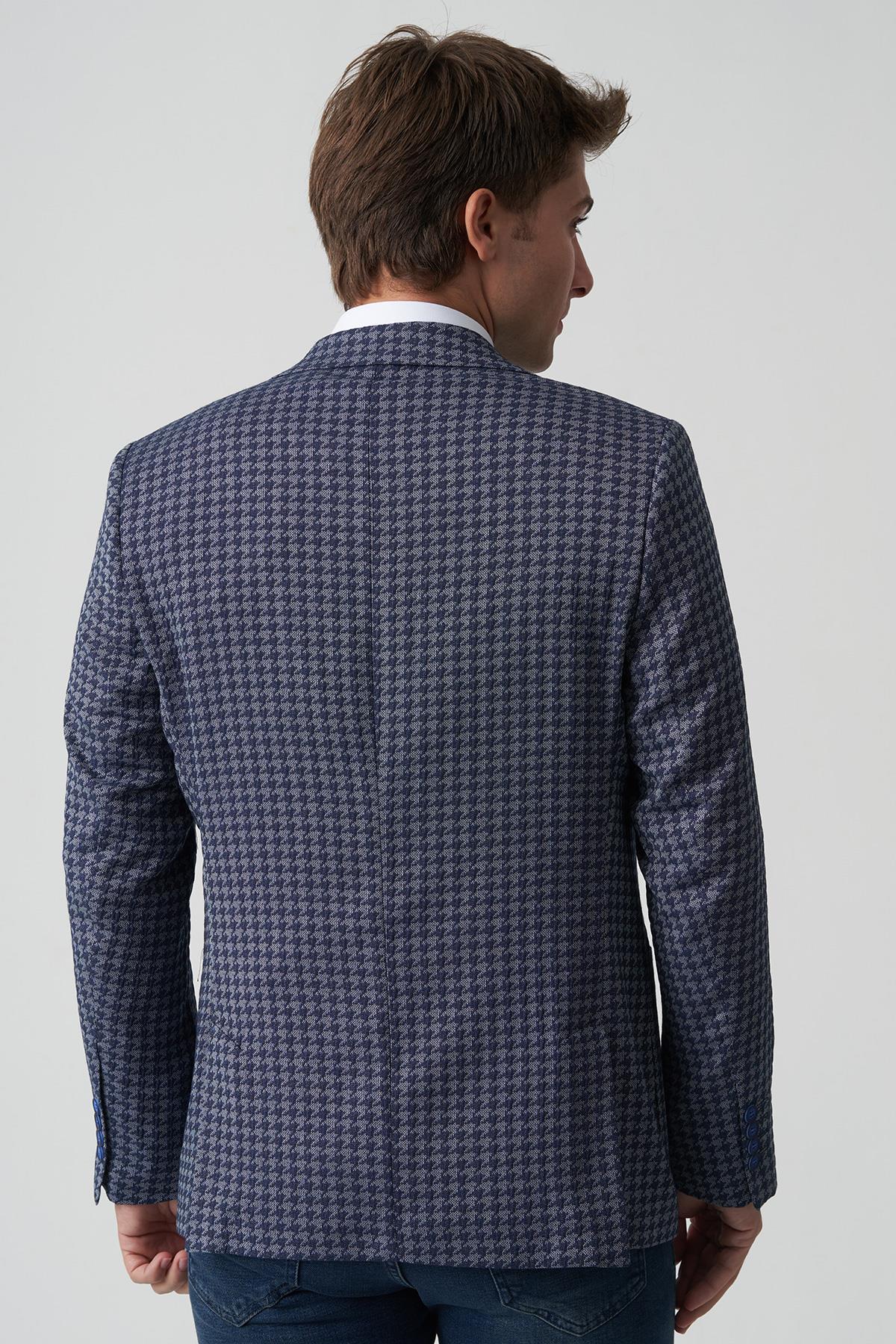 White Stone Águeda C4013 Slim Fit 6 Drop Ceket Desenli