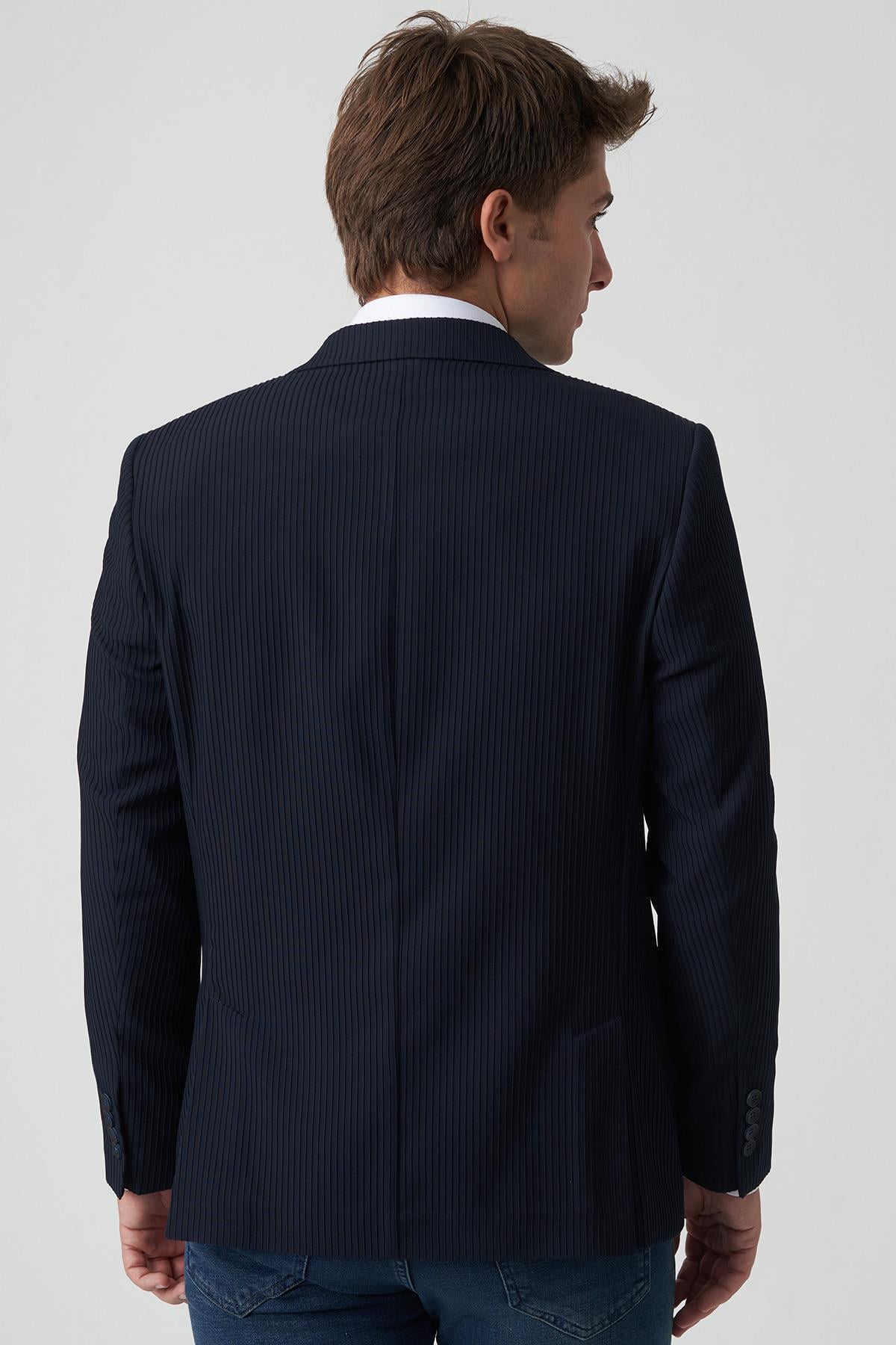 White Stone Almada C4017 Slim Fit 6 Drop Ceket Laci