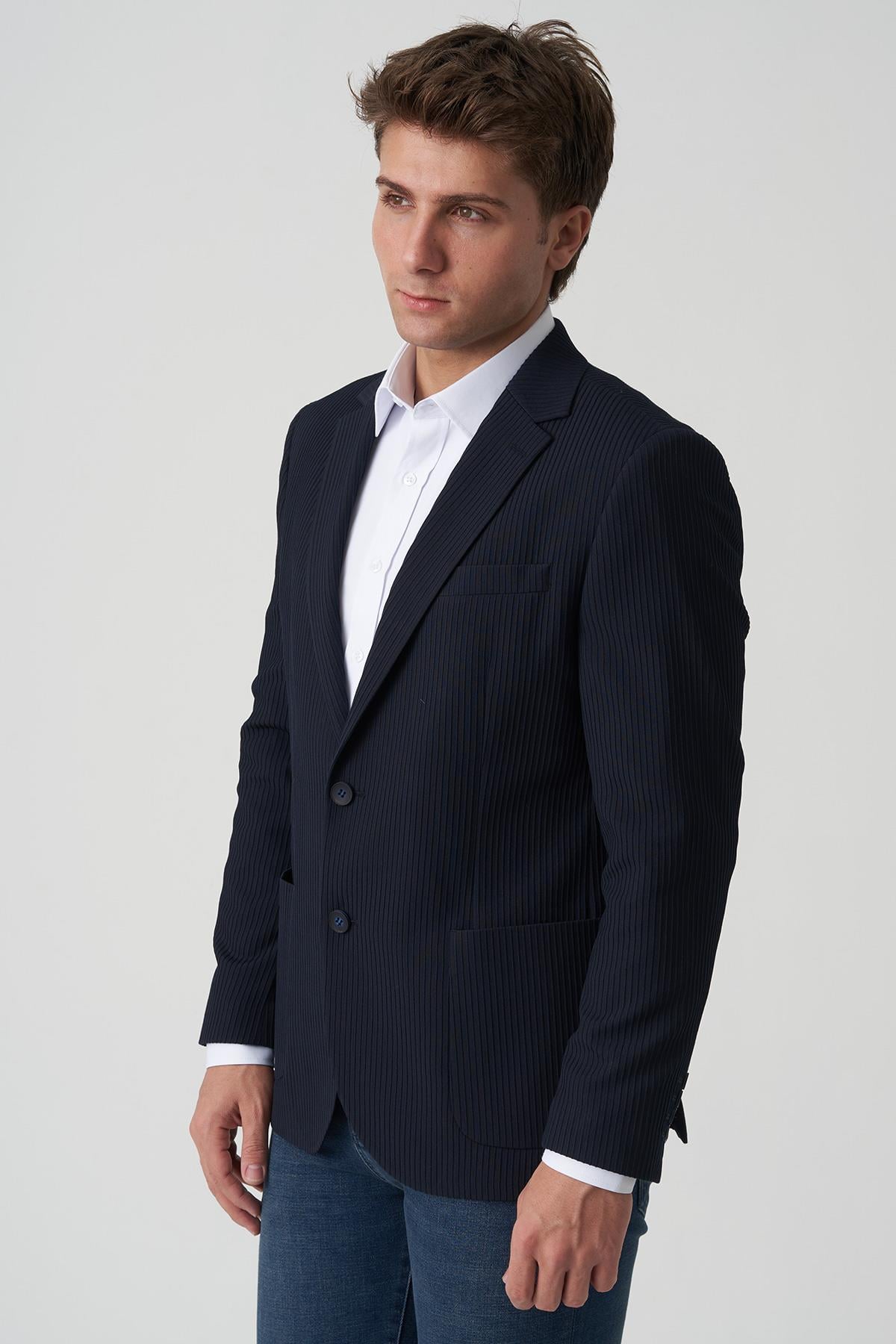 White Stone Almada C4017 Slim Fit 6 Drop Ceket Laci