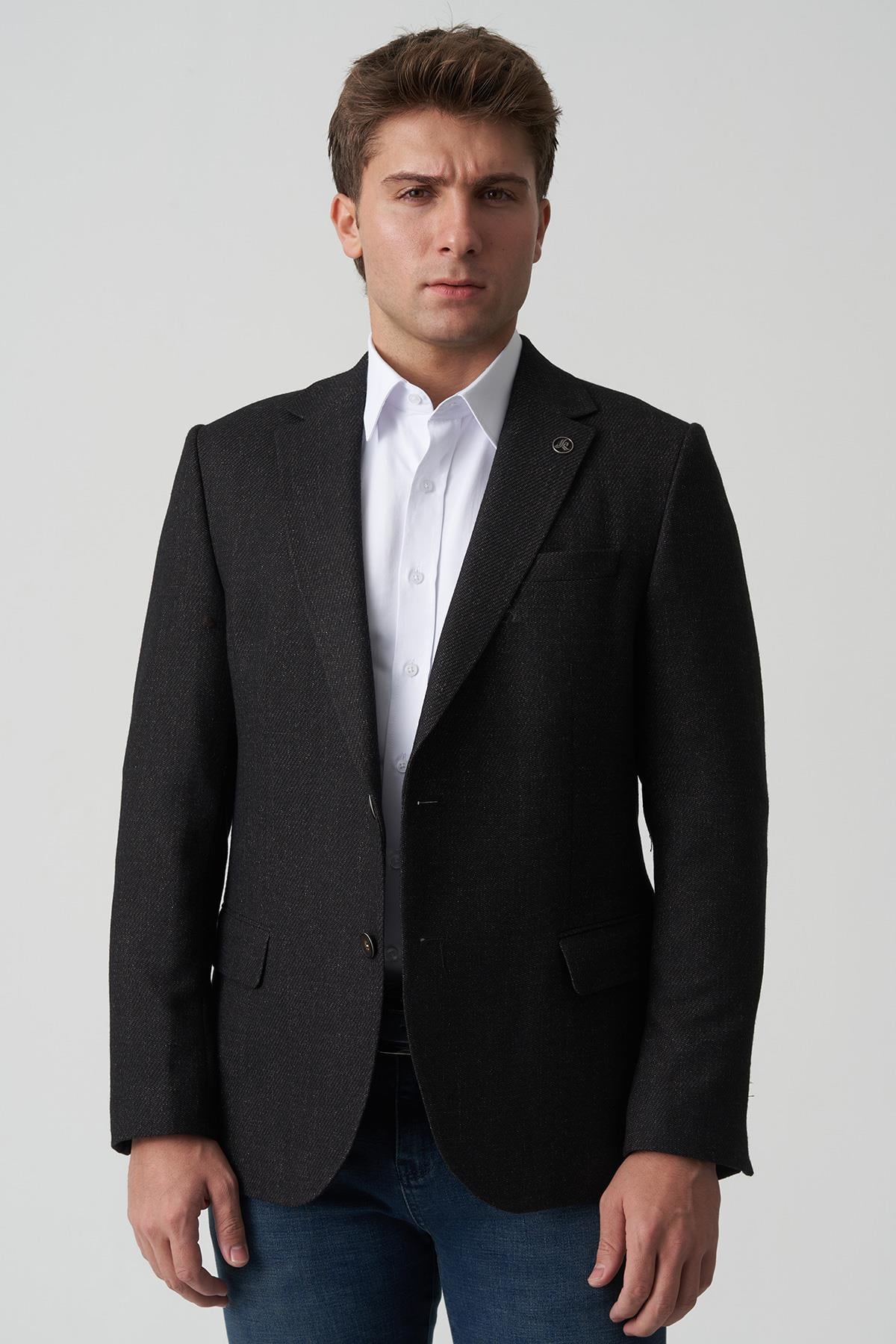White Stone Anadia C4024 Slim Fit 6 Drop Ceket Desenli