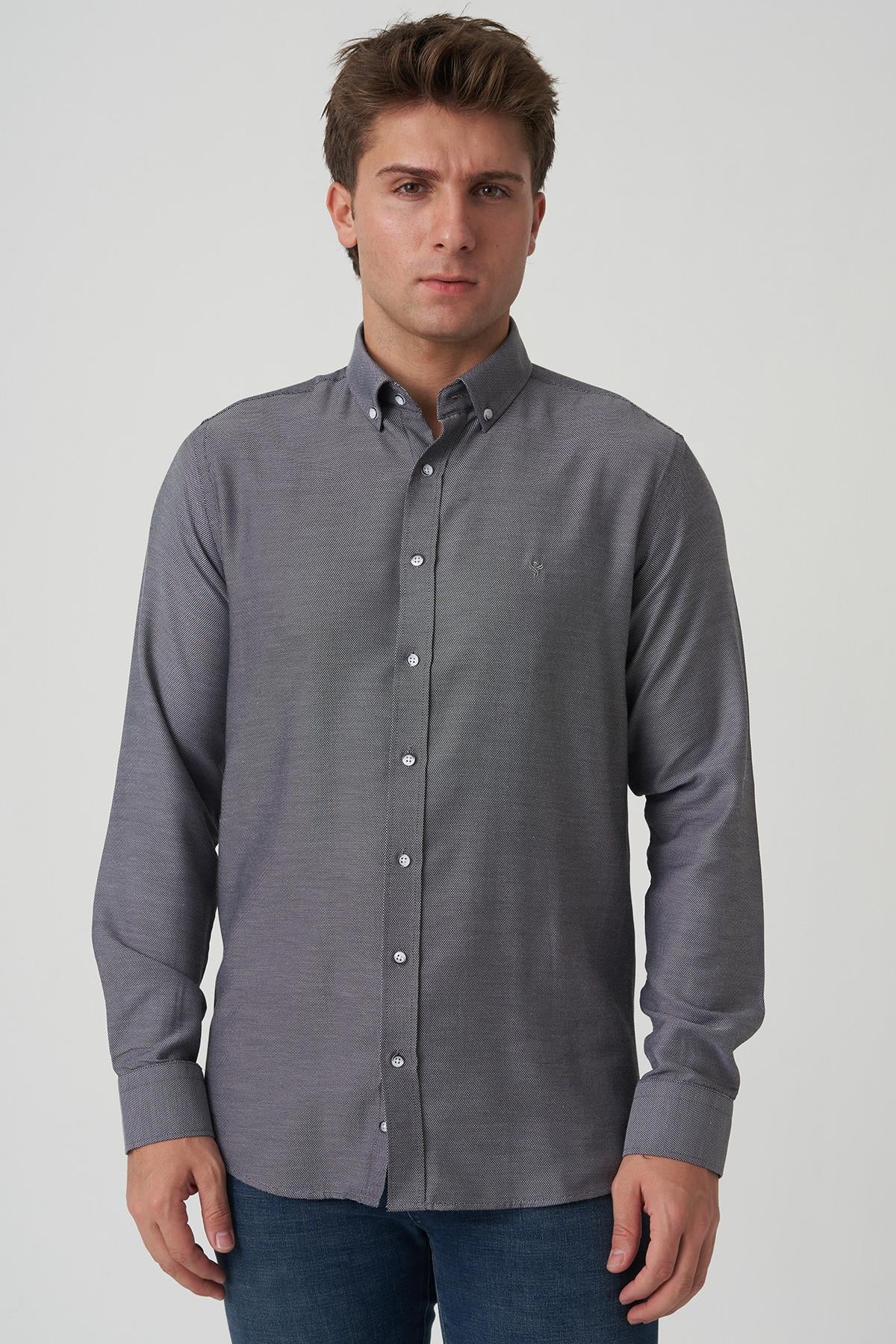 White Stone Agualva-Cacém G2502 Slim Fit Gömlek Desenli