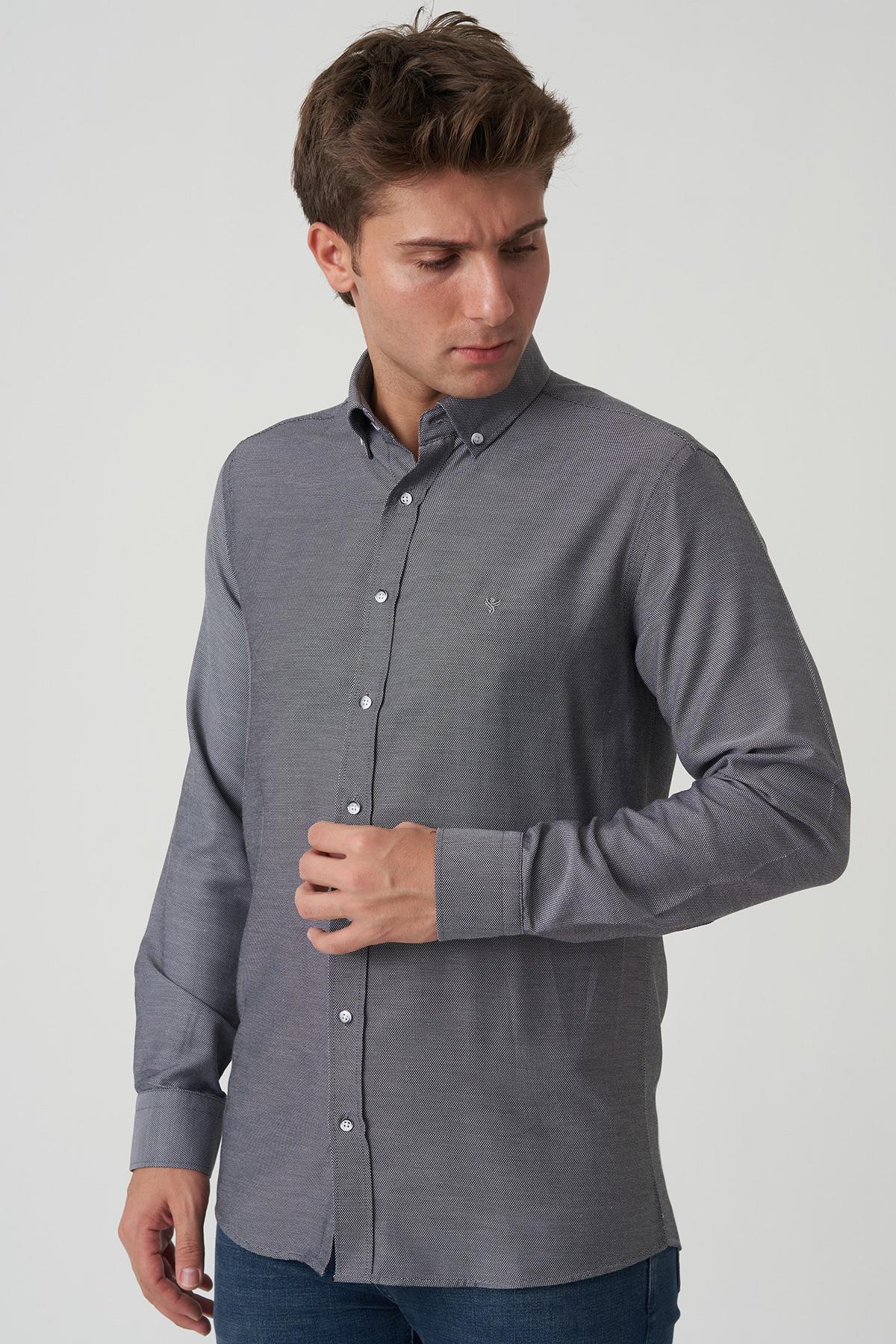 White Stone Agualva-Cacém G2502 Slim Fit Gömlek Desenli