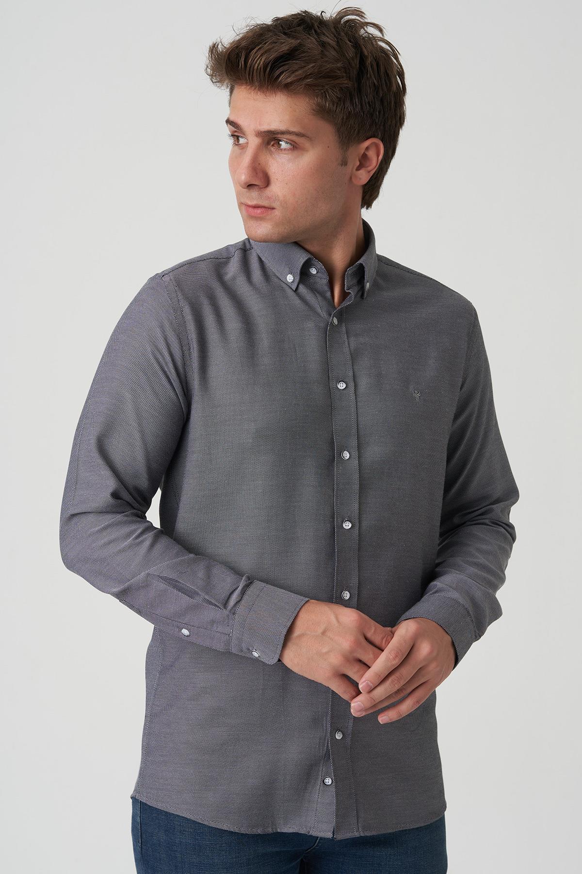 White Stone Agualva-Cacém G2502 Slim Fit Gömlek Desenli