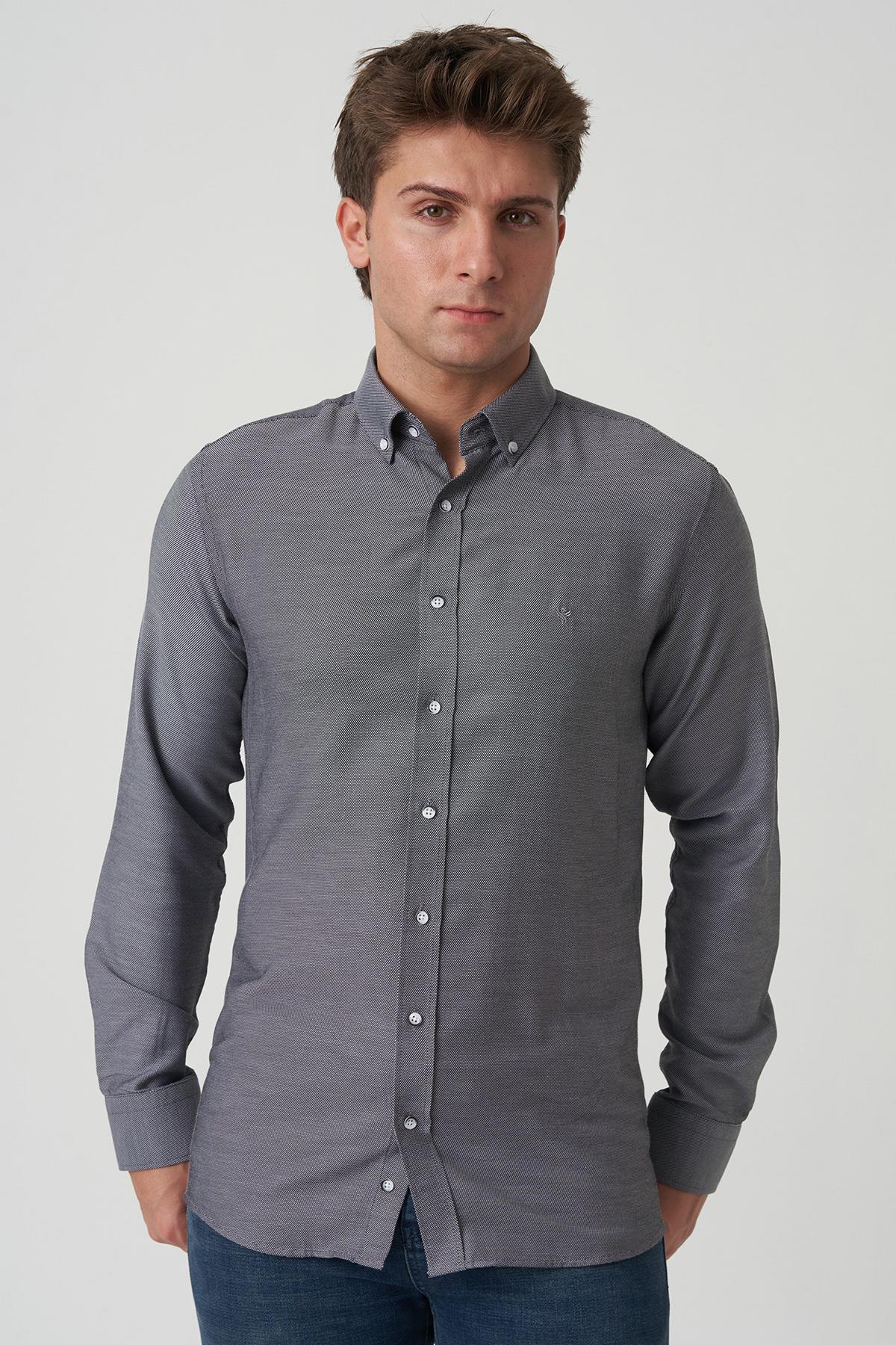 White Stone Agualva-Cacém G2502 Slim Fit Gömlek Desenli