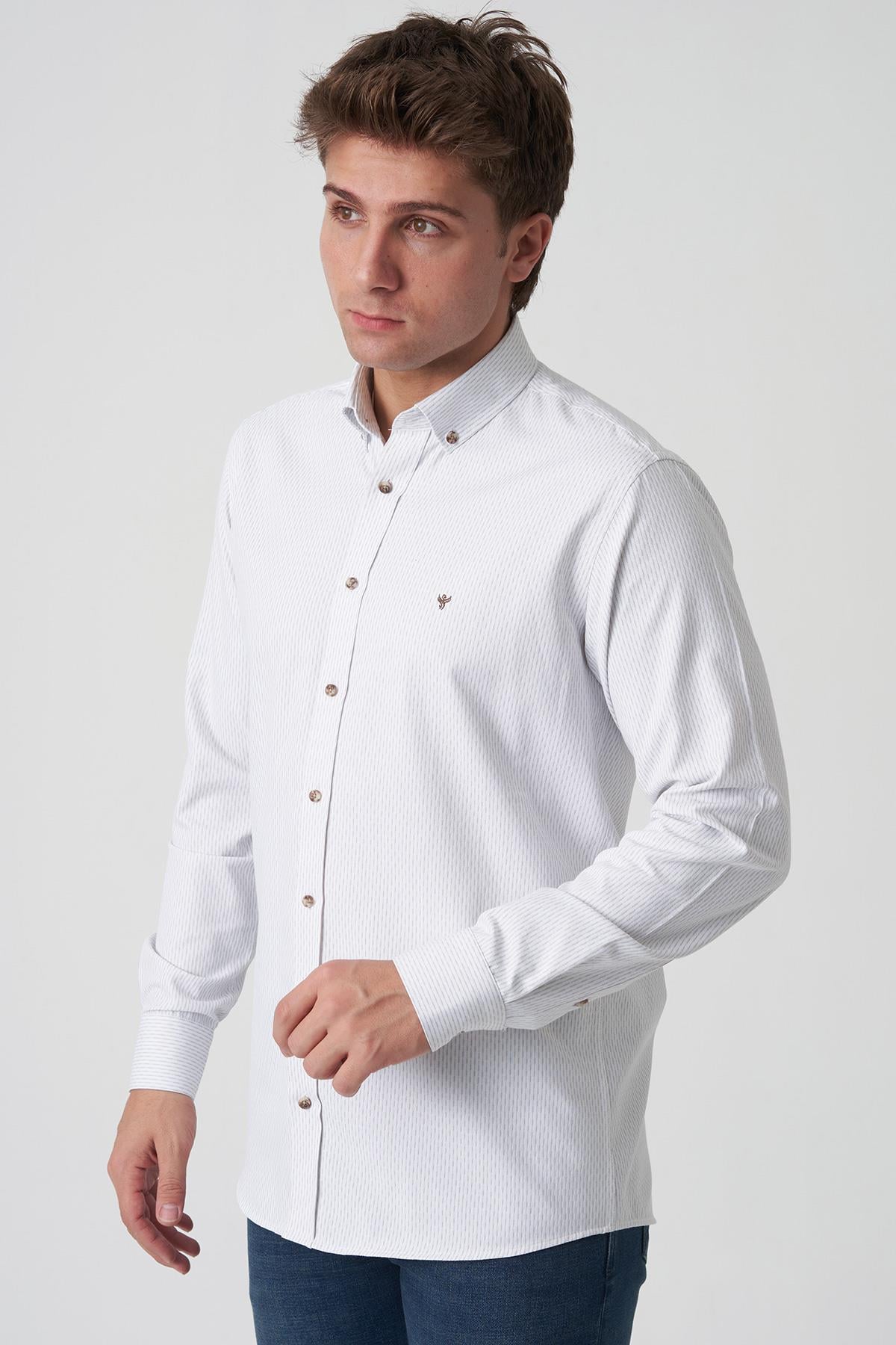 White Stone Albufeira G2504 Slim Fit Gömlek Desenli