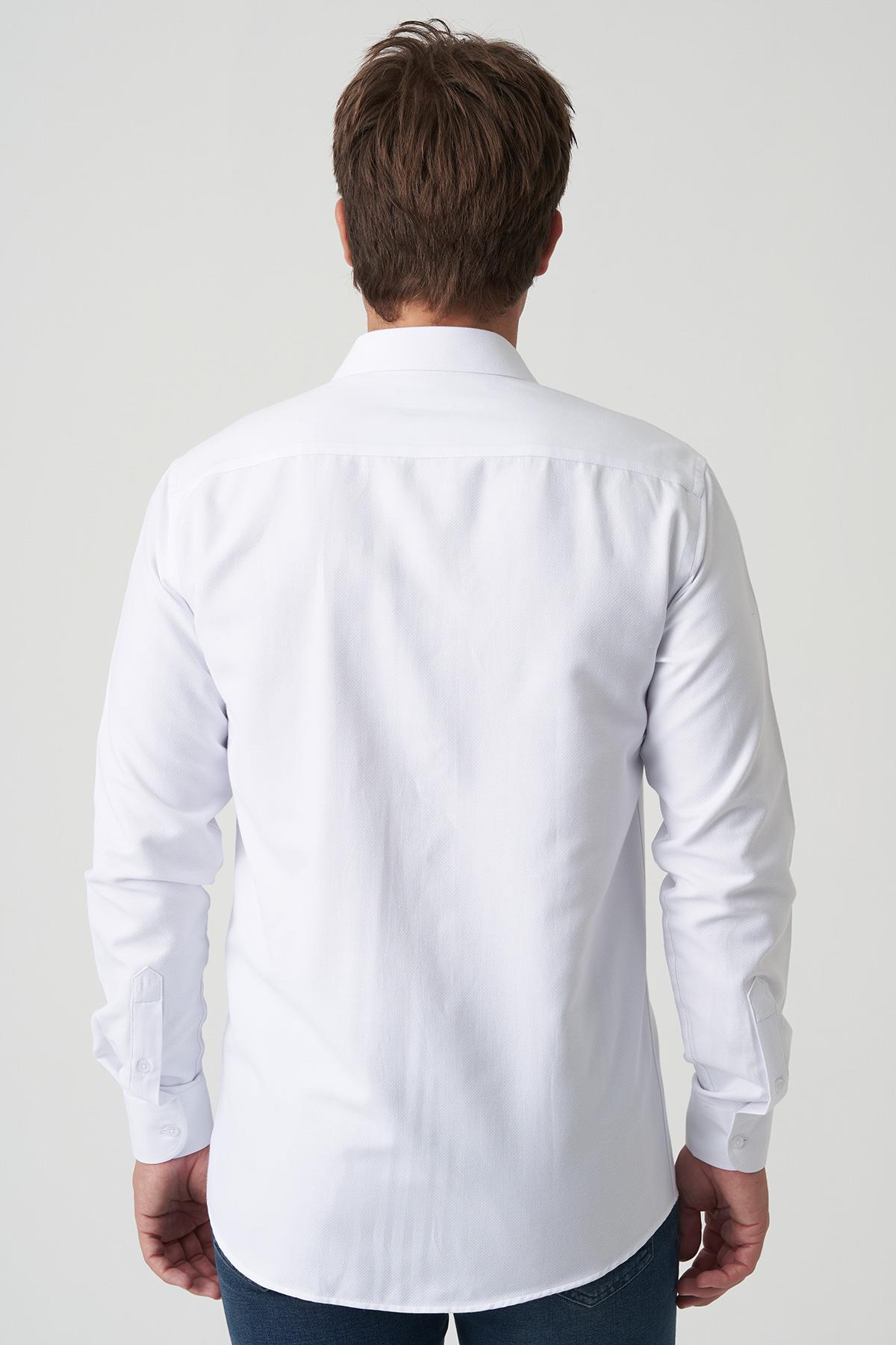 White Stone Braga G2517 Slim Fit Desenli Beyaz Gömlek