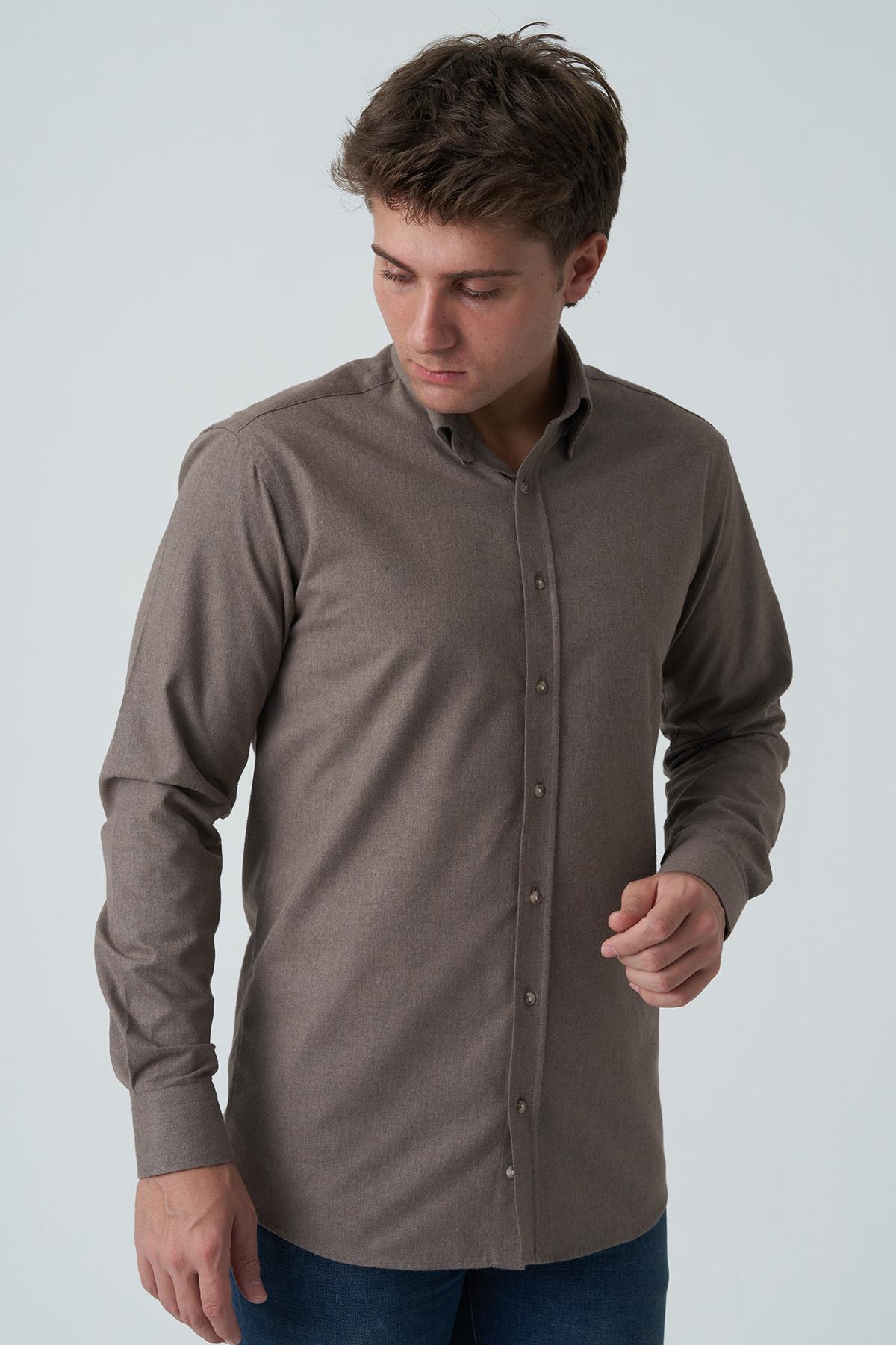White Stone Costa da Caparica G2525 Slim Fit Flanel Gömlek Desenli