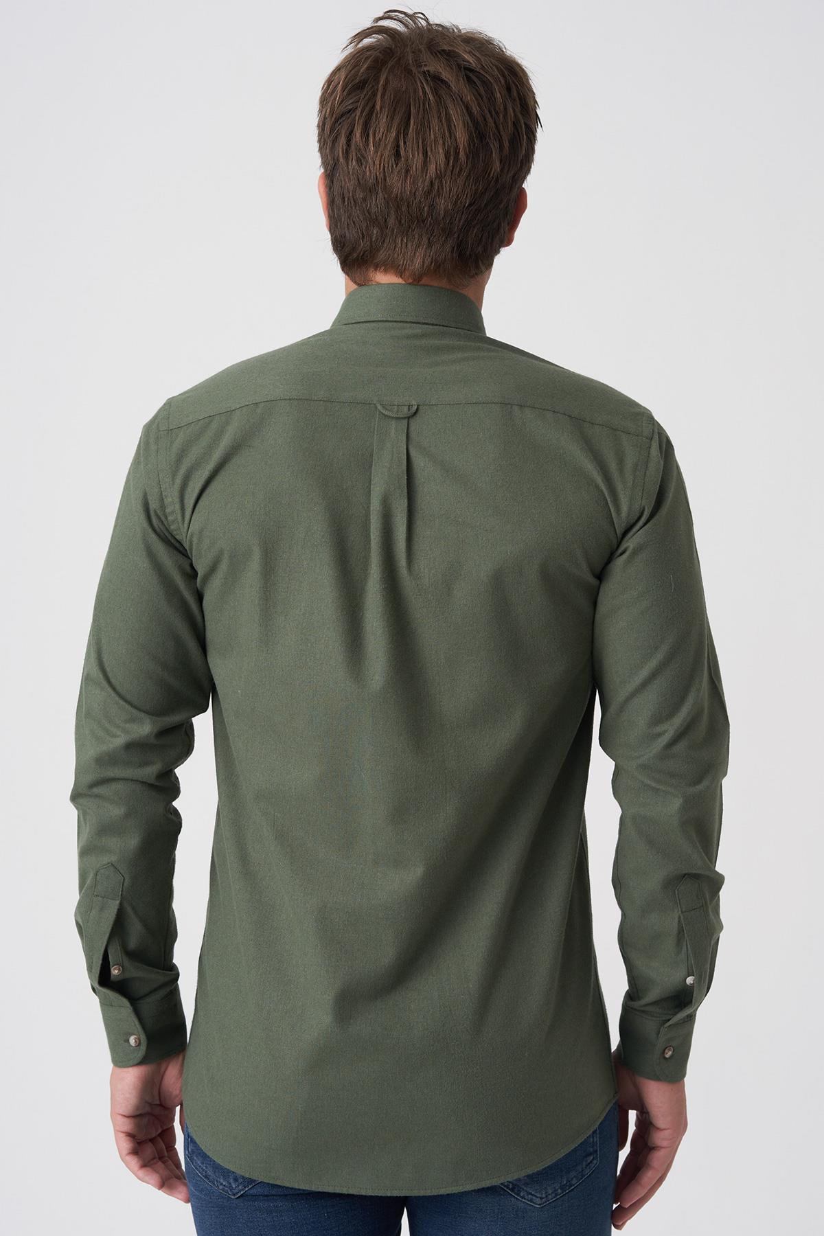 White Stone Covilhã G2526 Slim Fit Flanel Gömlek Desenli
