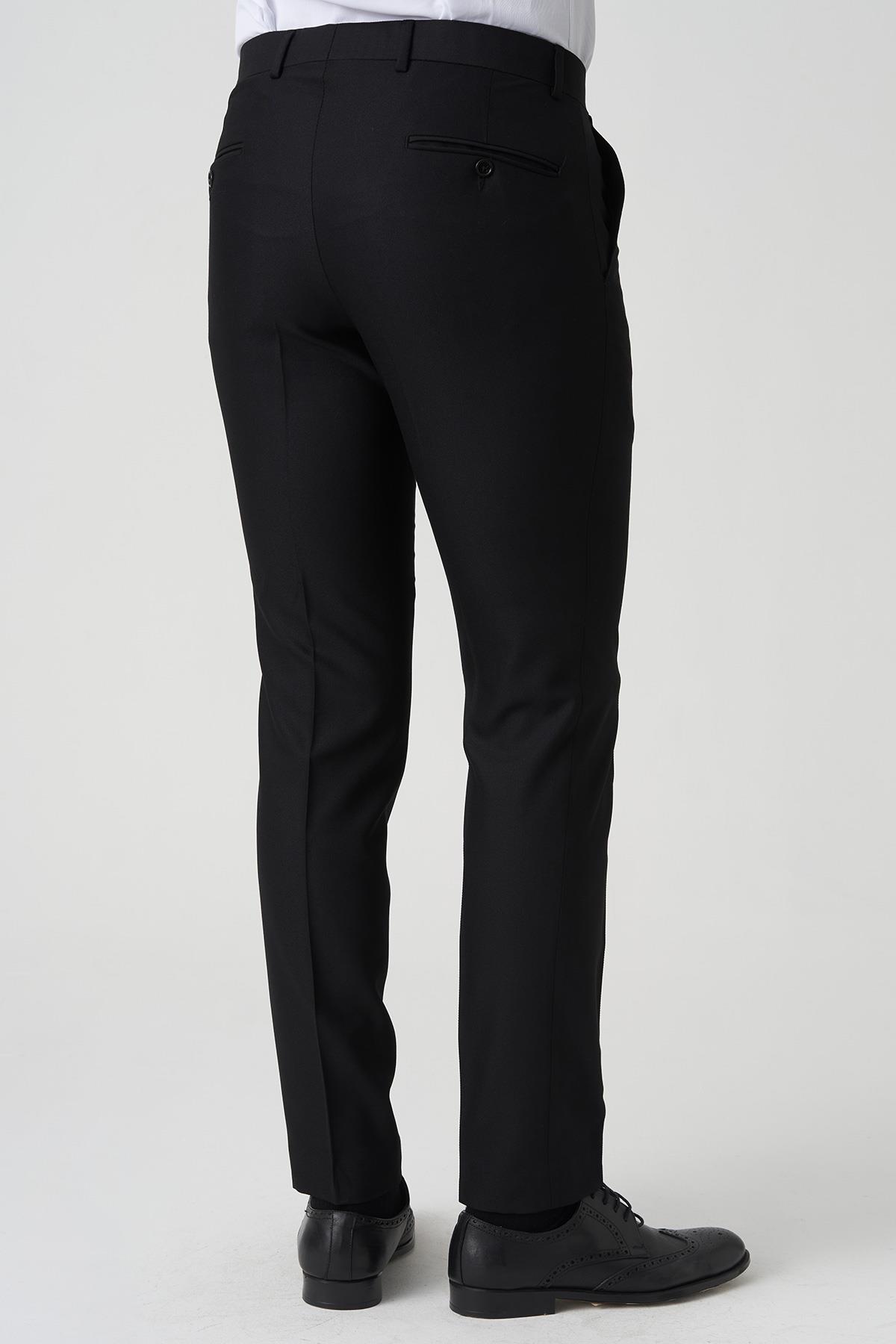 White Stone Abrantes P1021 Slim Fit Düz Kumaş Pantolon Siyah