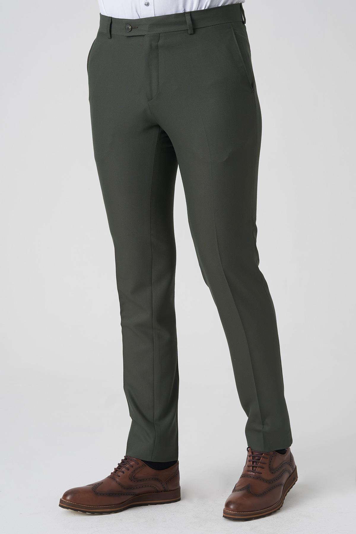 White Stone Alcobaça P1026 Slim Fit Kumaş Pantolon Yeşil