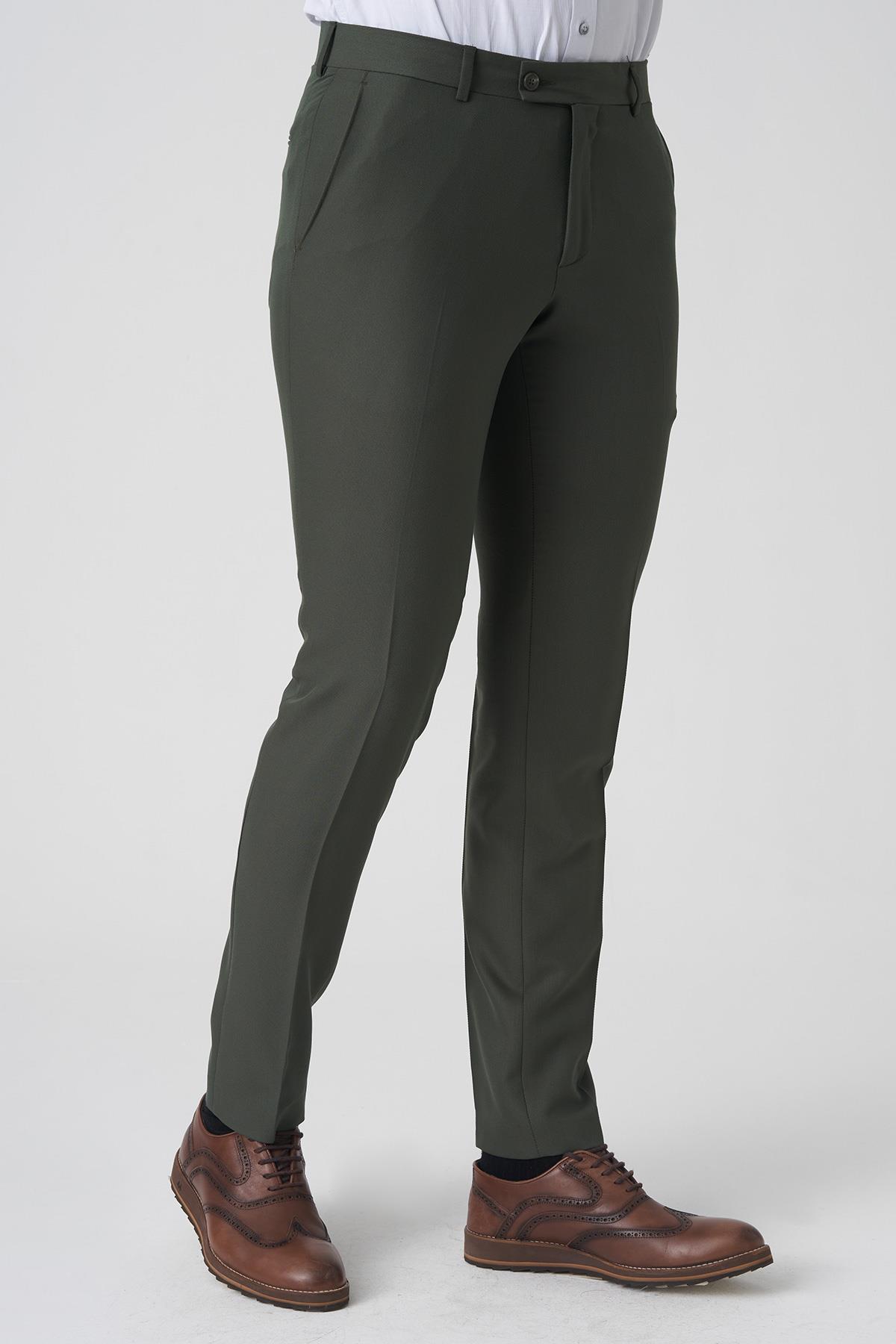 White Stone Alcobaça P1026 Slim Fit Kumaş Pantolon Yeşil