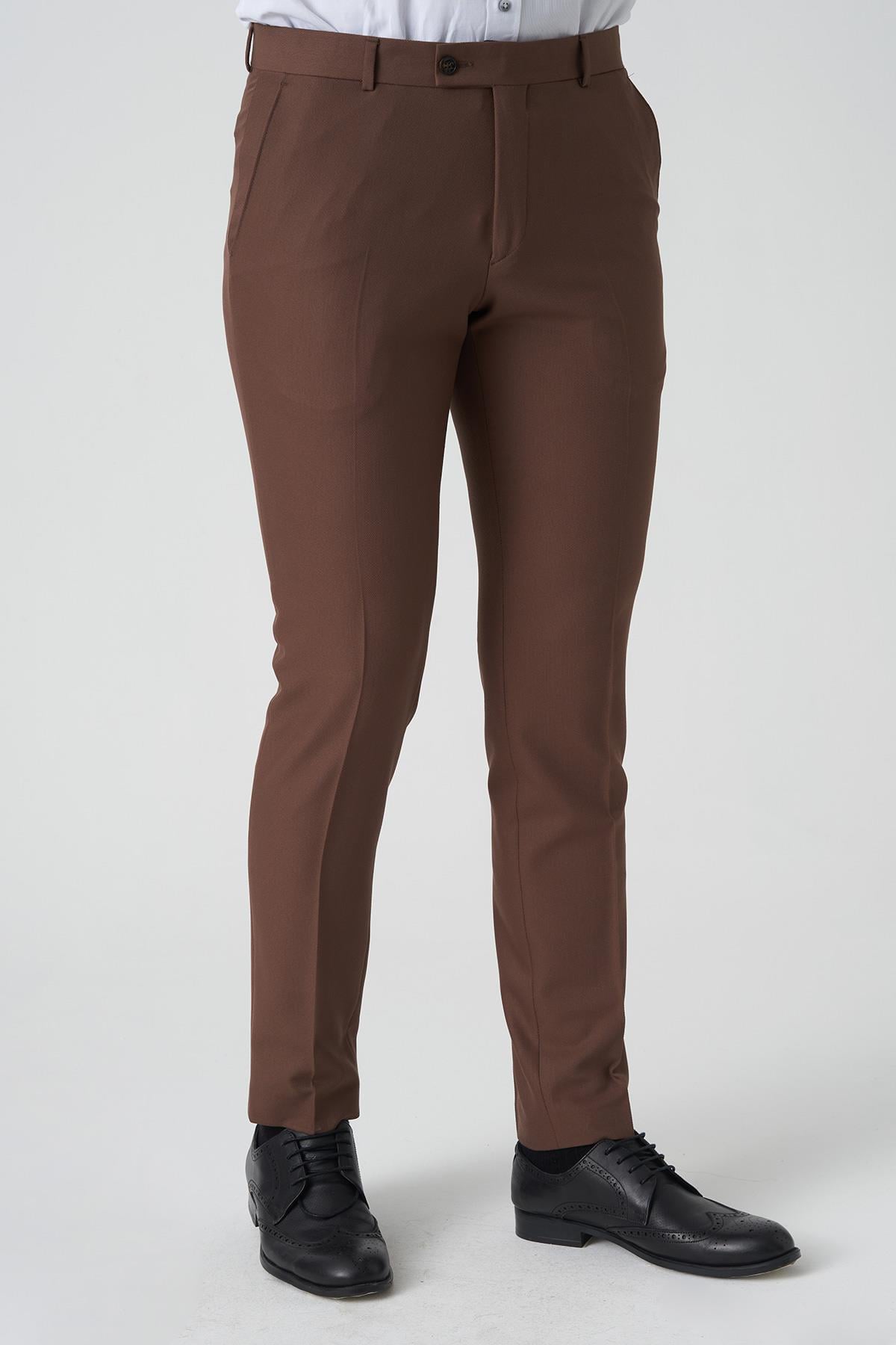 White Stone Alverca do Ribatejo P1028 Slim Fit Kumaş Pantolon Kahve 