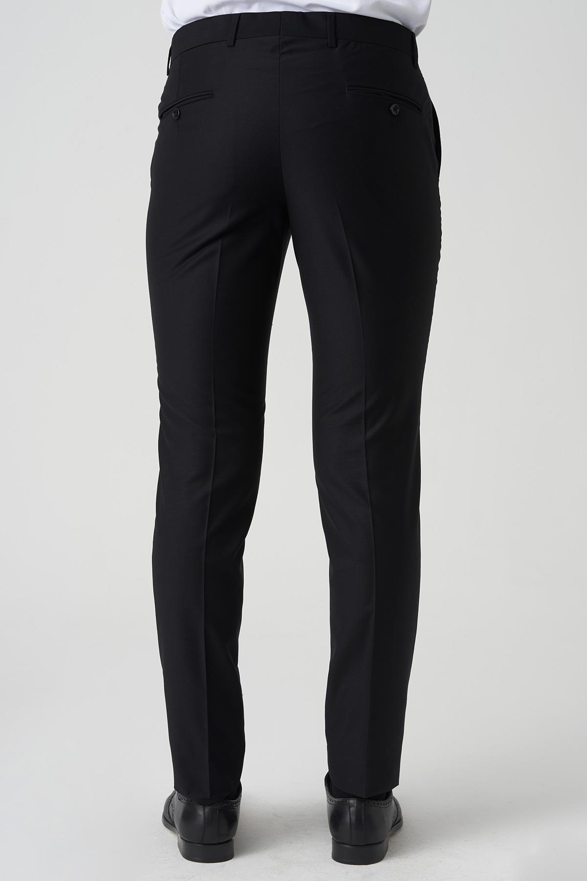 White Stone Amadora P1029 Slim Fit Düz Kumaş Pantolon Siyah