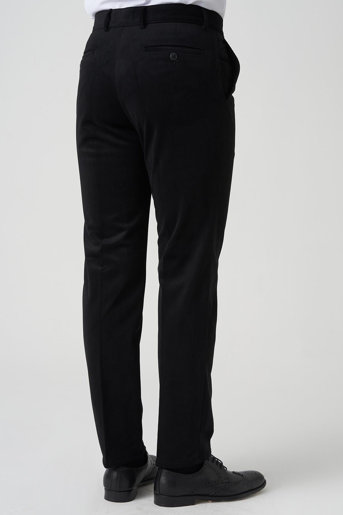 White Stone Amora P1031 Slim Fit Pamuklu Kadife Pantolon Siyah