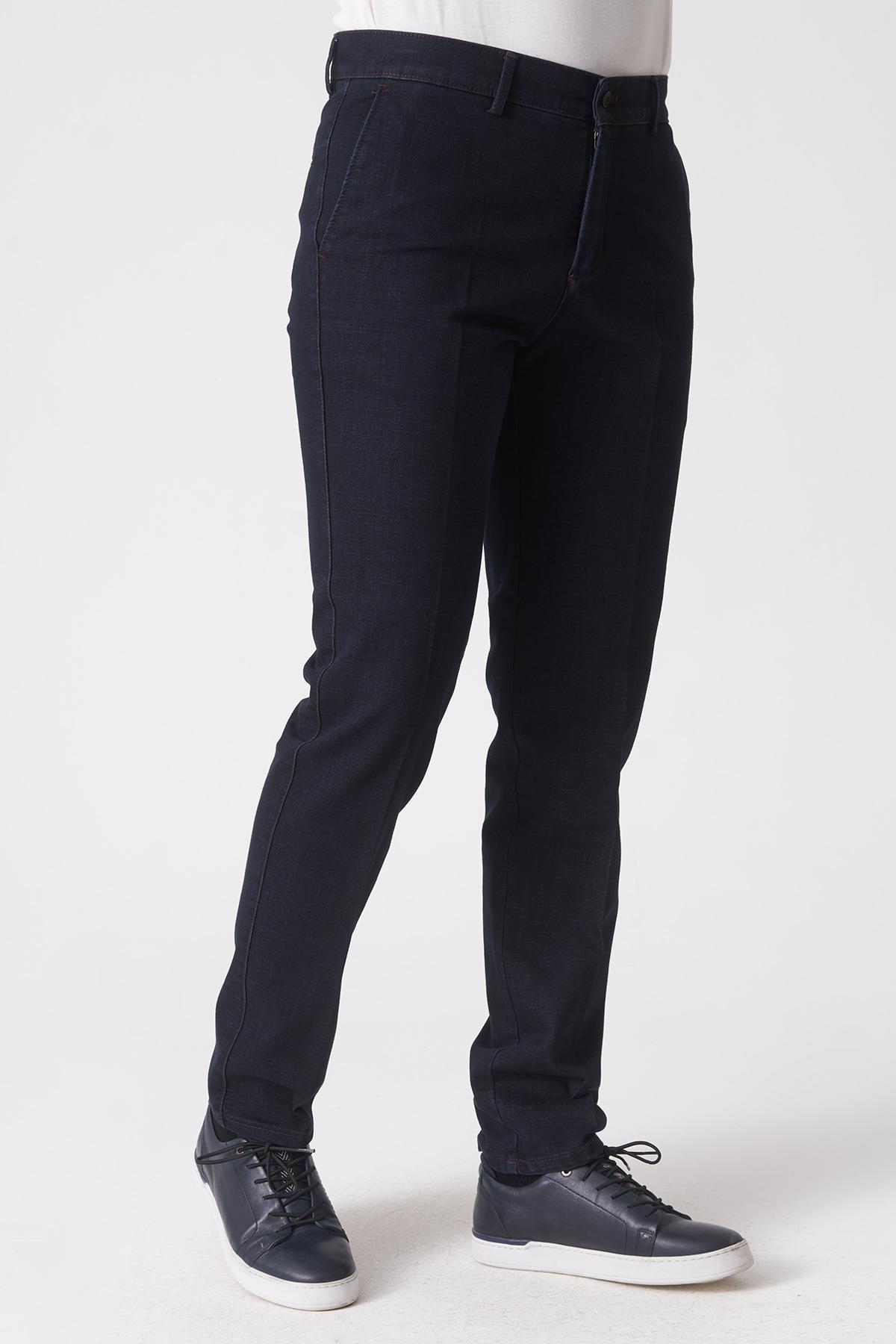 Lacivert Slim Fit Esnek Likralı Pamuklu Kumaş Pantolon